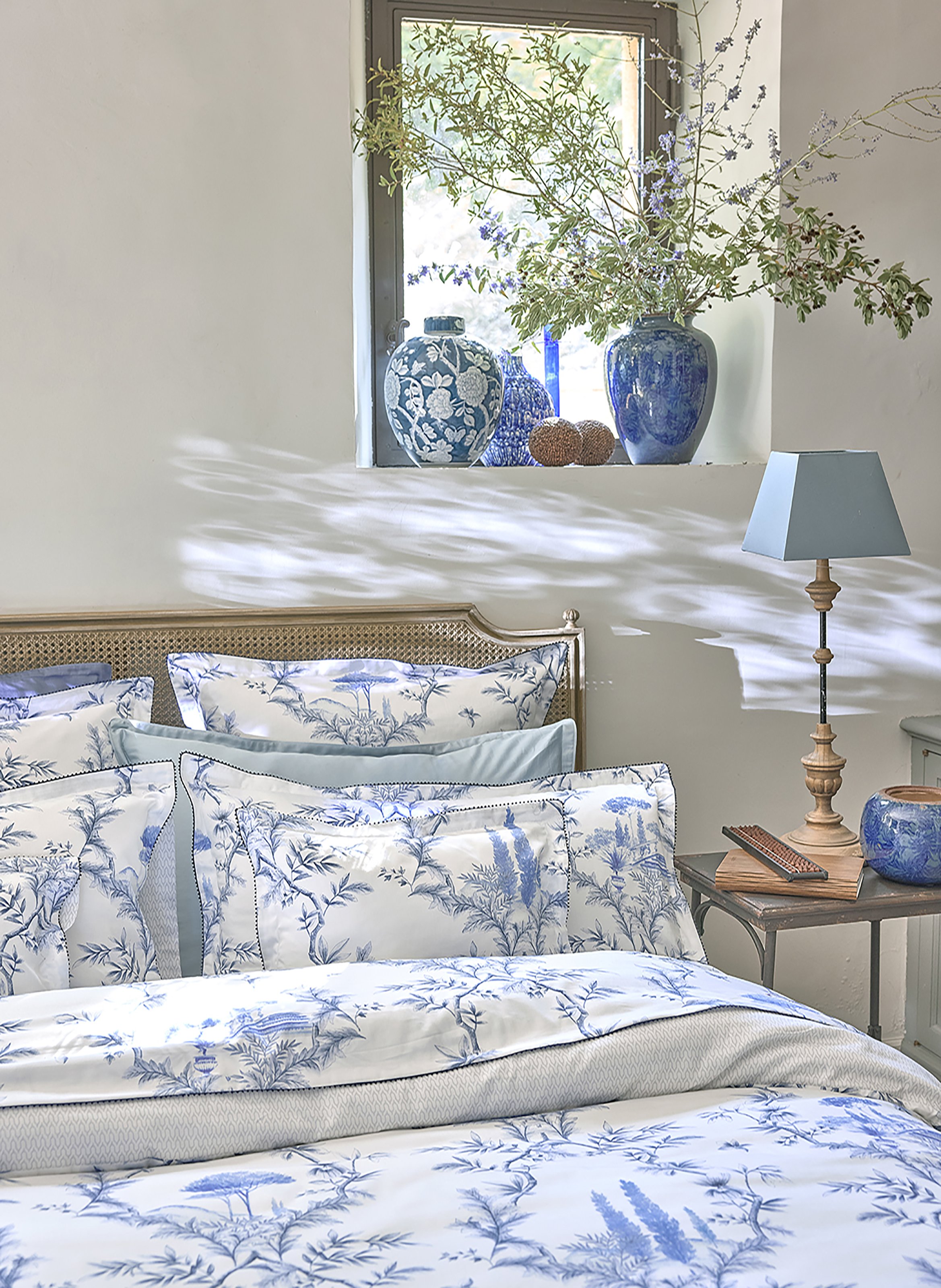 Housse de couette imprimée en satin de coton bio, luberon ALEXANDRE TURPAULT Bleu