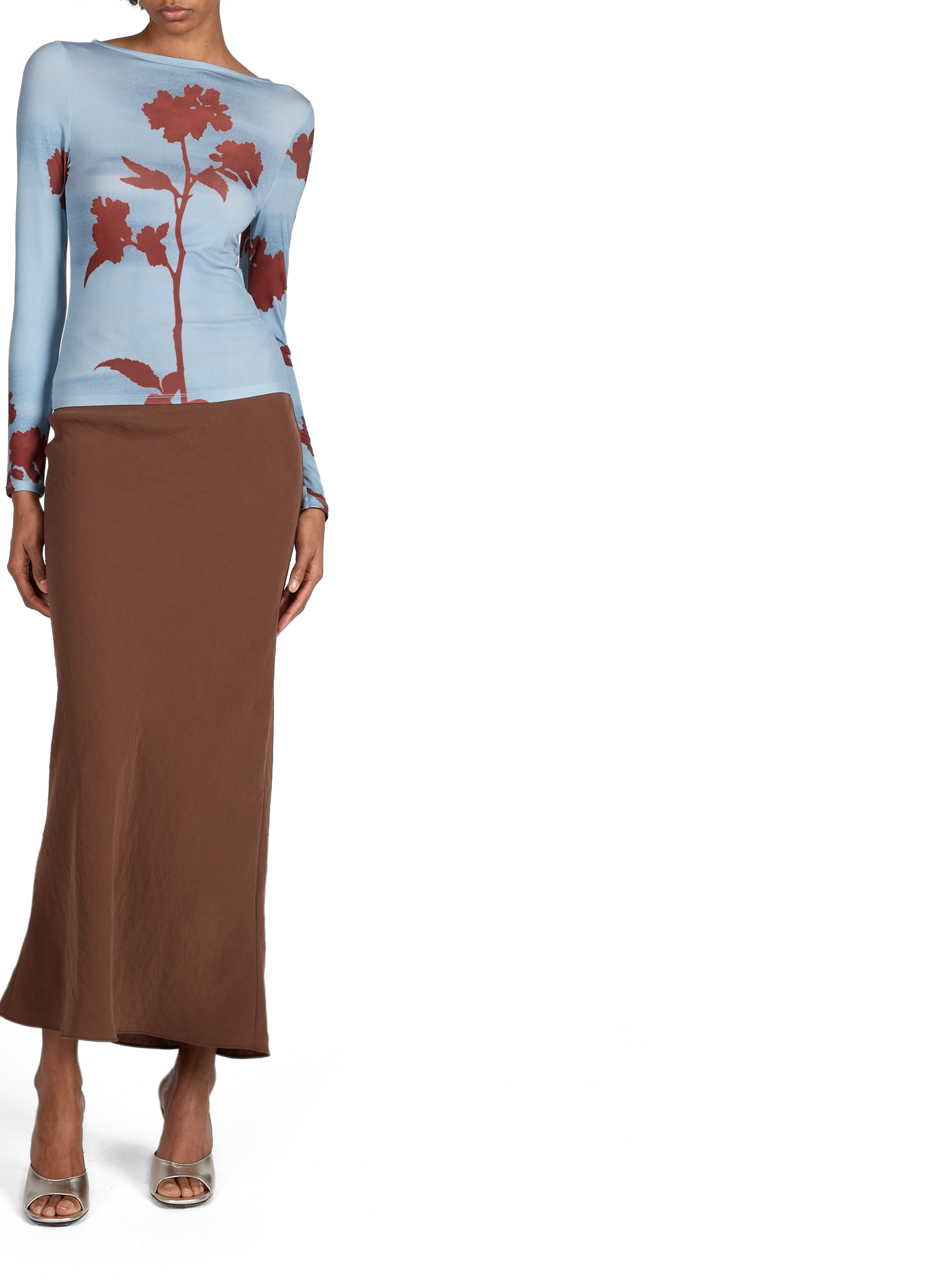 Tsisa Midi Skirt TOPSHOP Brown