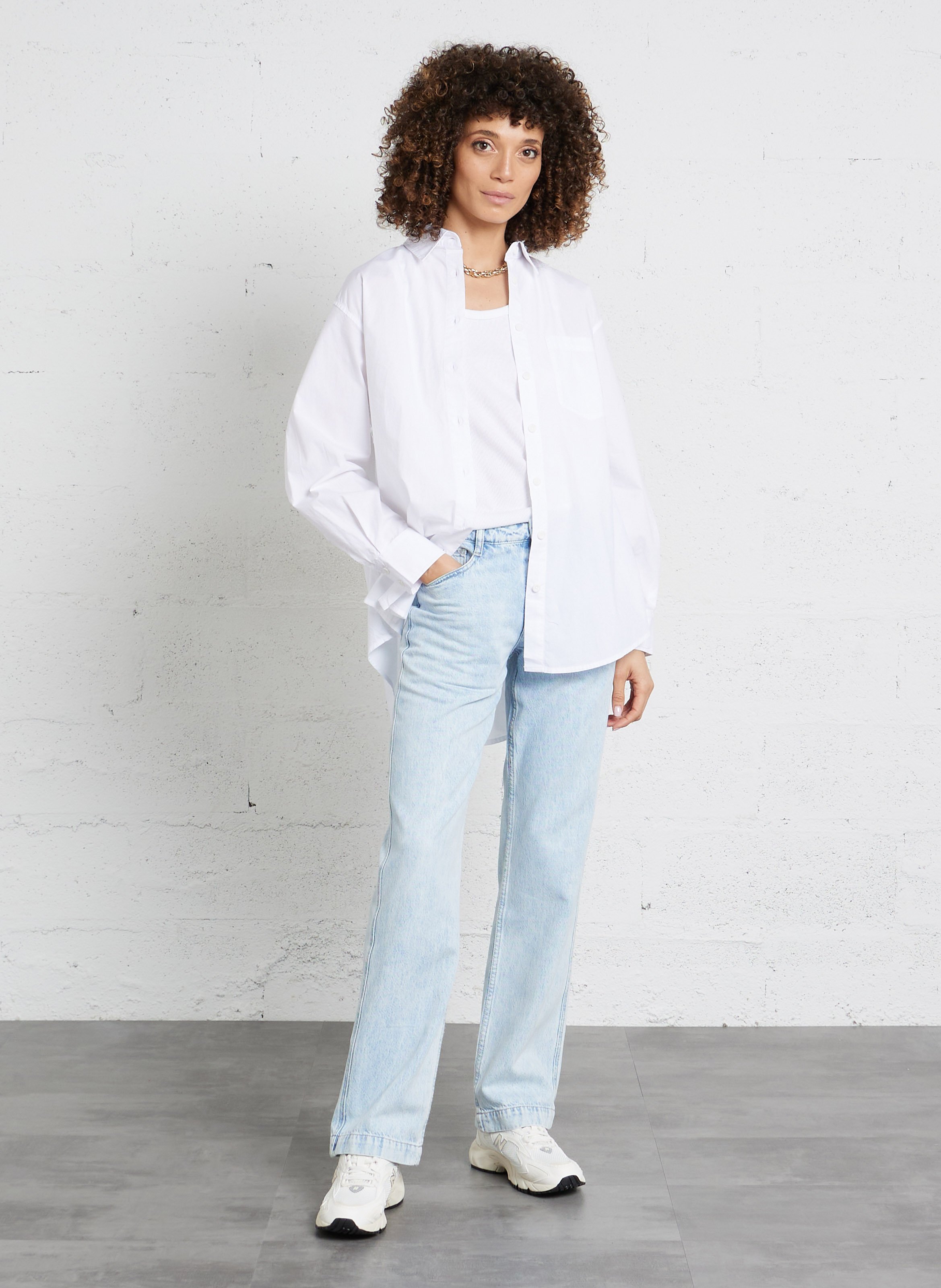 Chemise droite col classique en coton havanarow AMERICAN VINTAGE Blanc