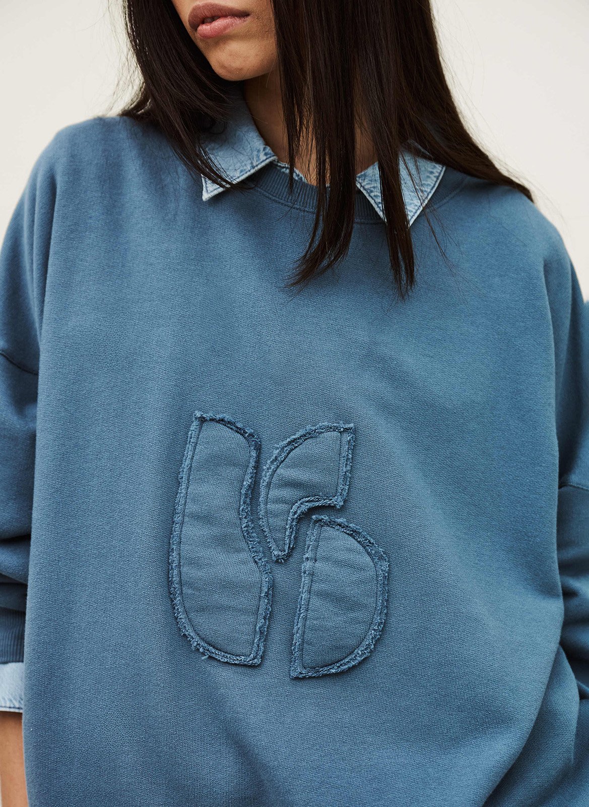 Sweat ample col rond à broderie maia BA&SH Bleu