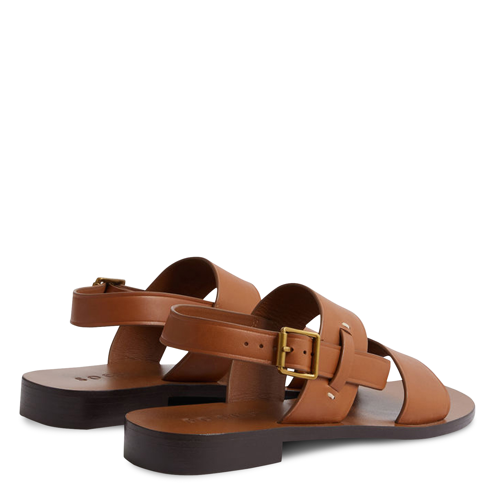 Sandales plates en cuir douglas SOEUR Beige