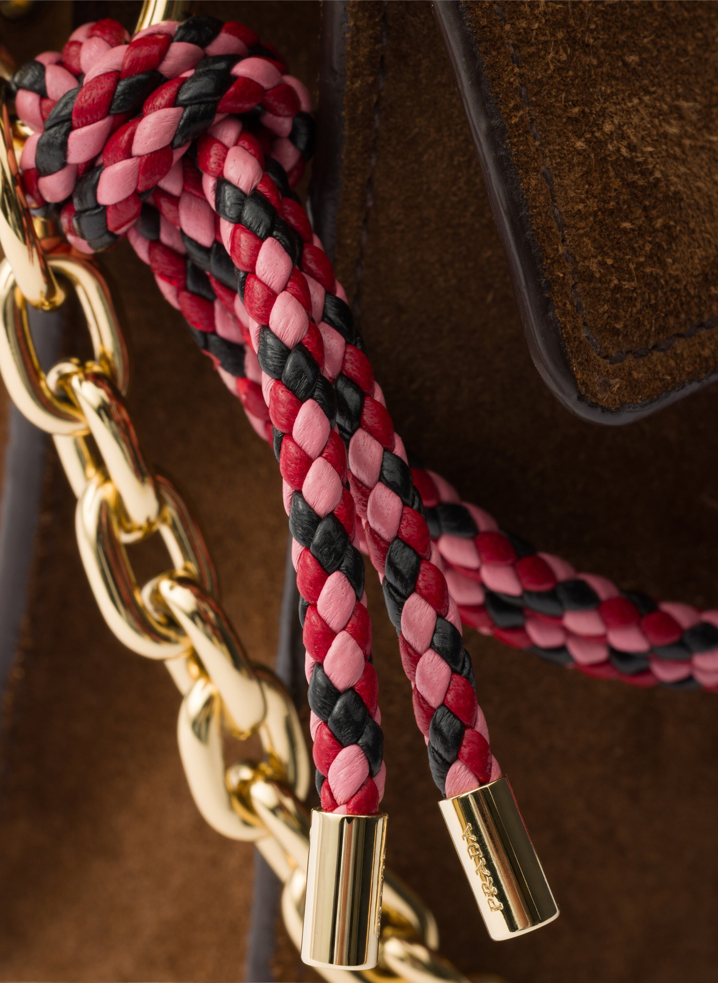 Petit sac porté épaule prada soft sound en daim PRADA Marron