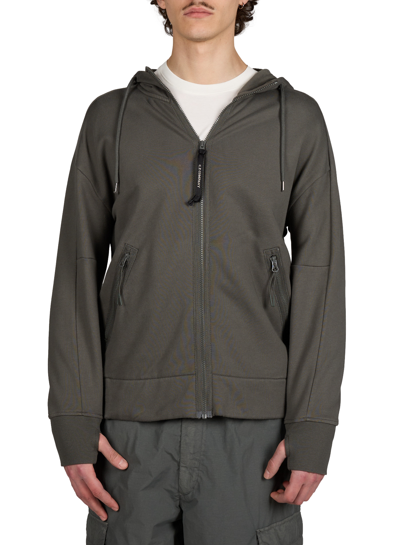 Sweat à capuche en coton avec lunettes intégrées CP COMPANY Gris