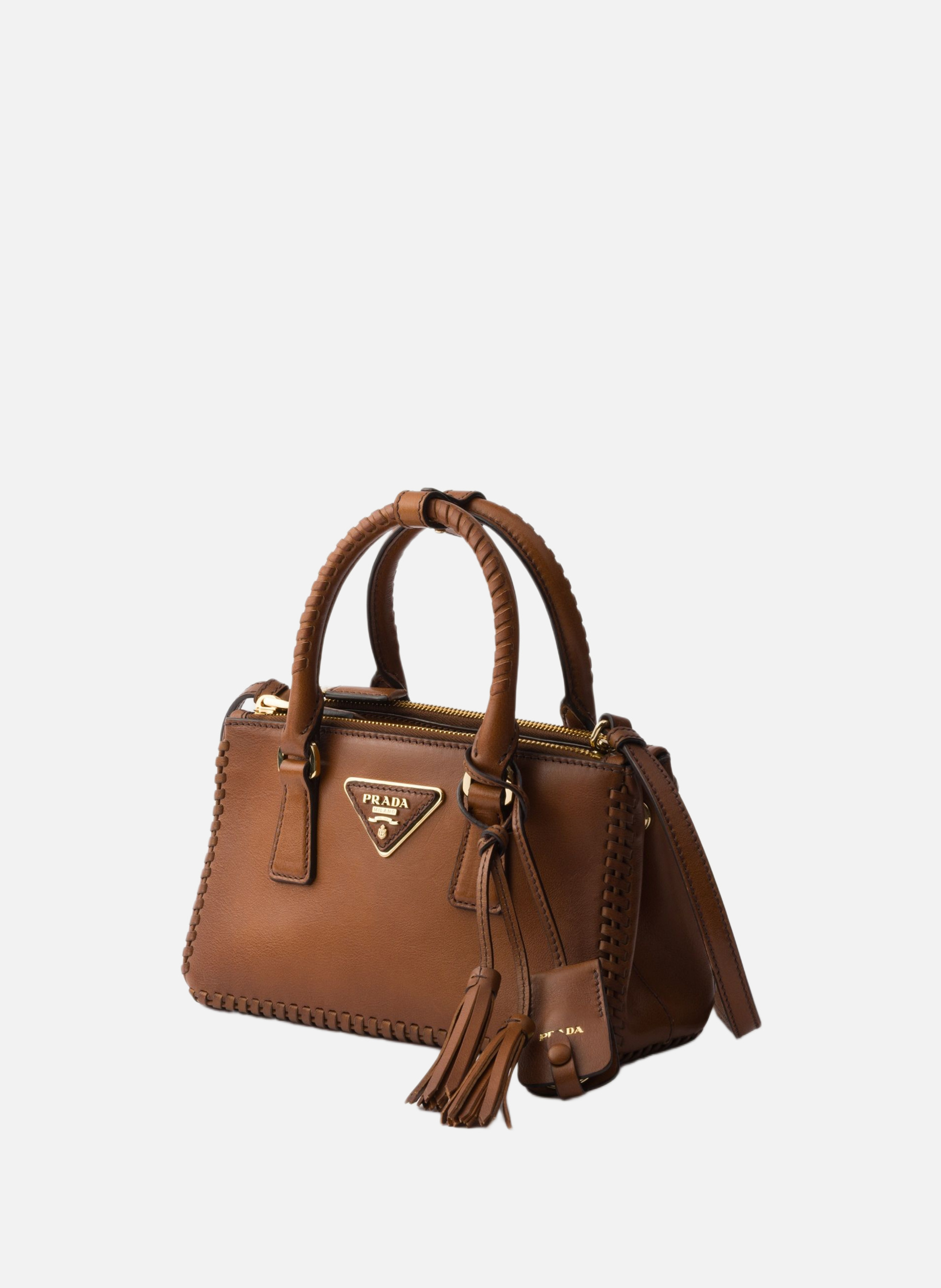 Mini sac prada galleria en cuir PRADA Marron