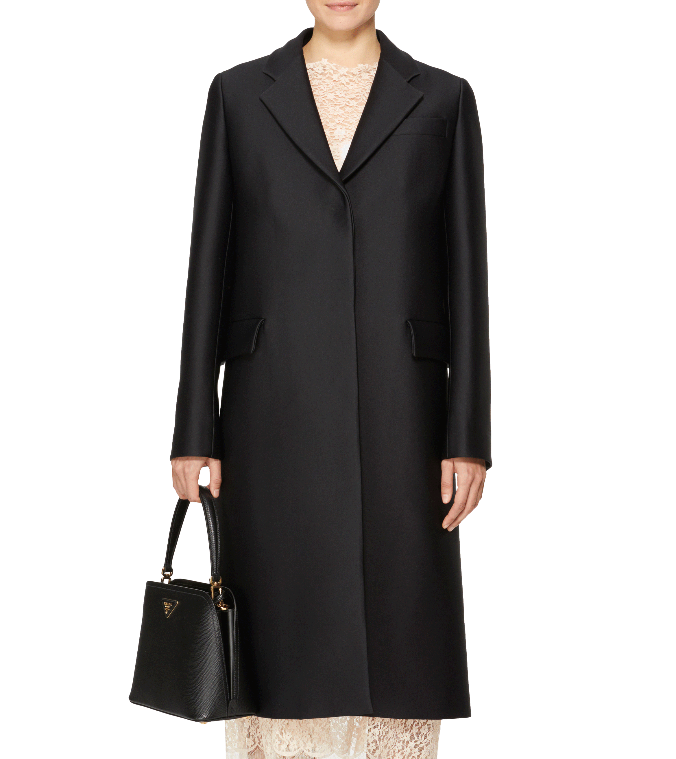 Straight coat PRADA Black