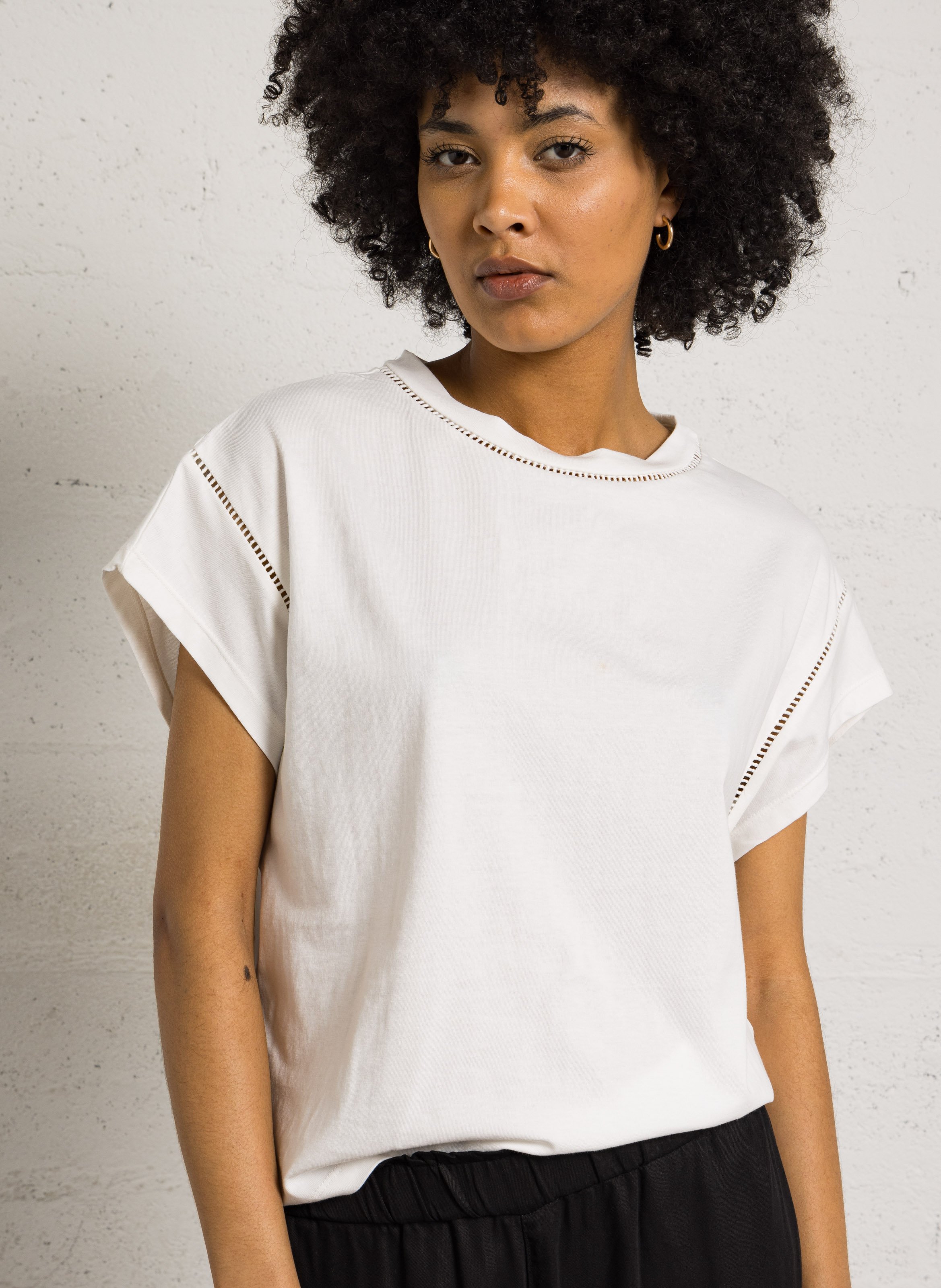 Tee-shirt col rond en coton louise  Blanc