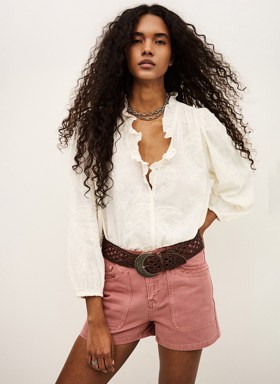 Short droit en coton bevy BA&SH Rose