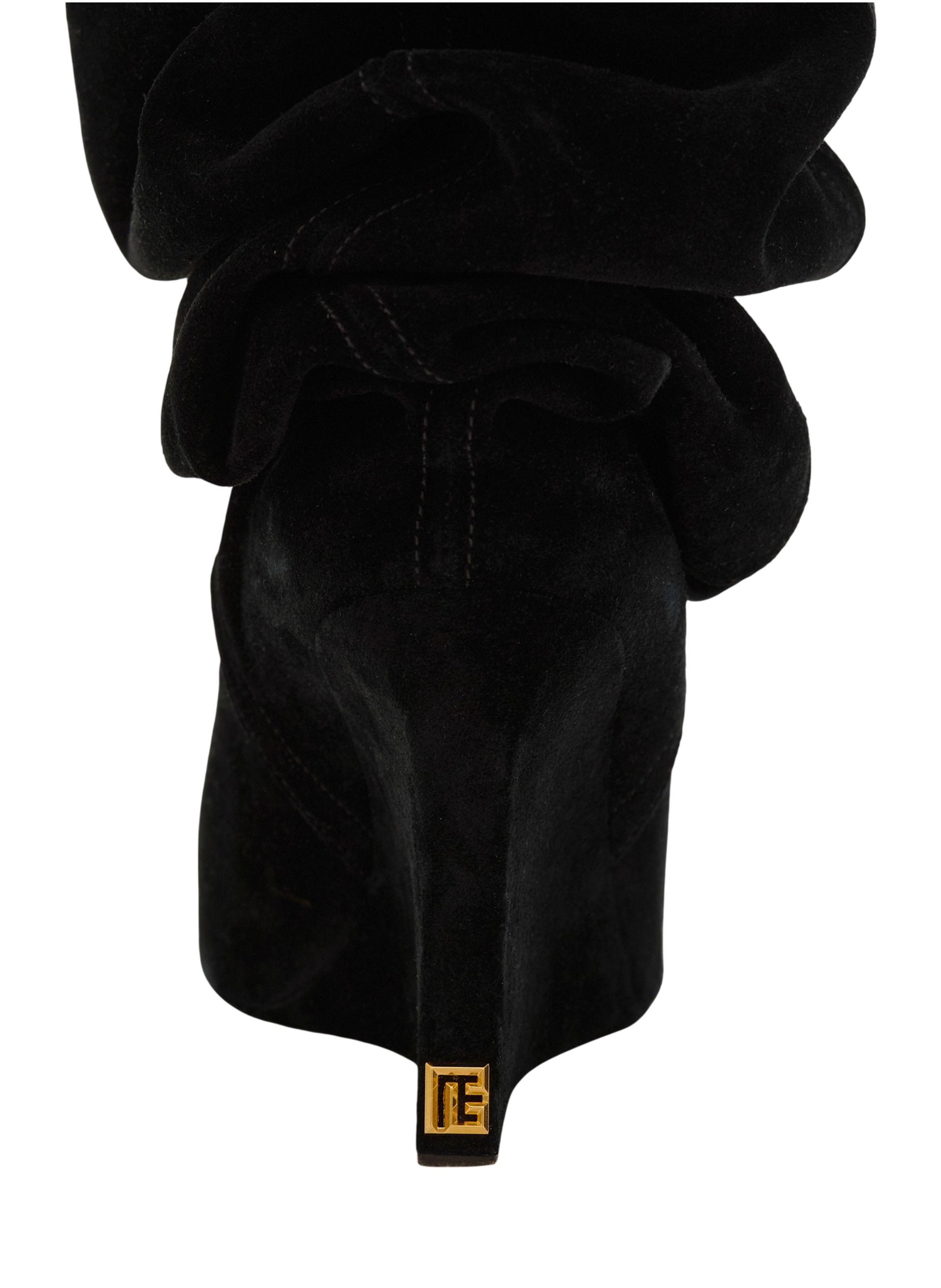 Cuissardes wedge en cuir suédé BALMAIN Noir