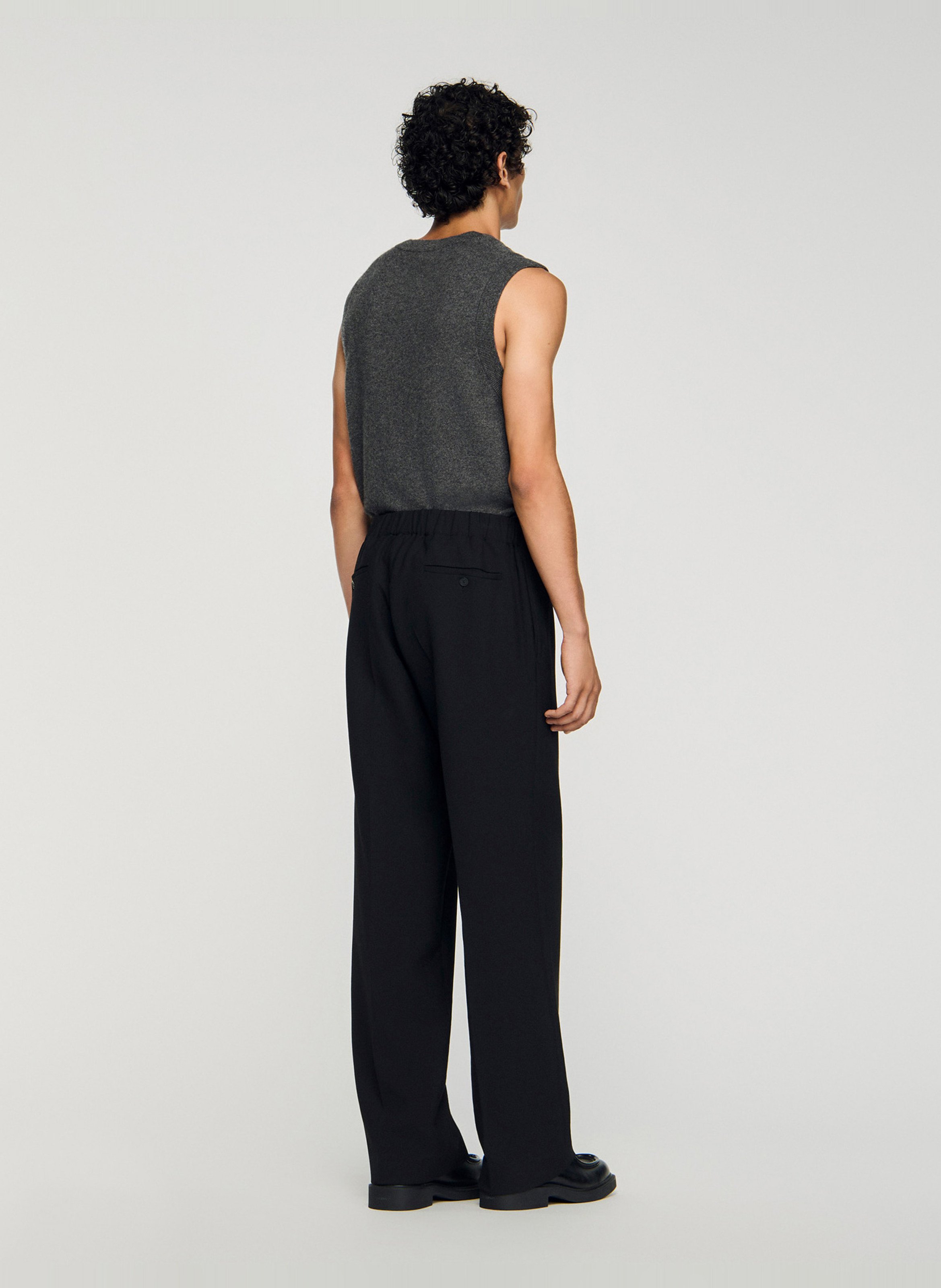 Pantalon large en jersey SANDRO Noir