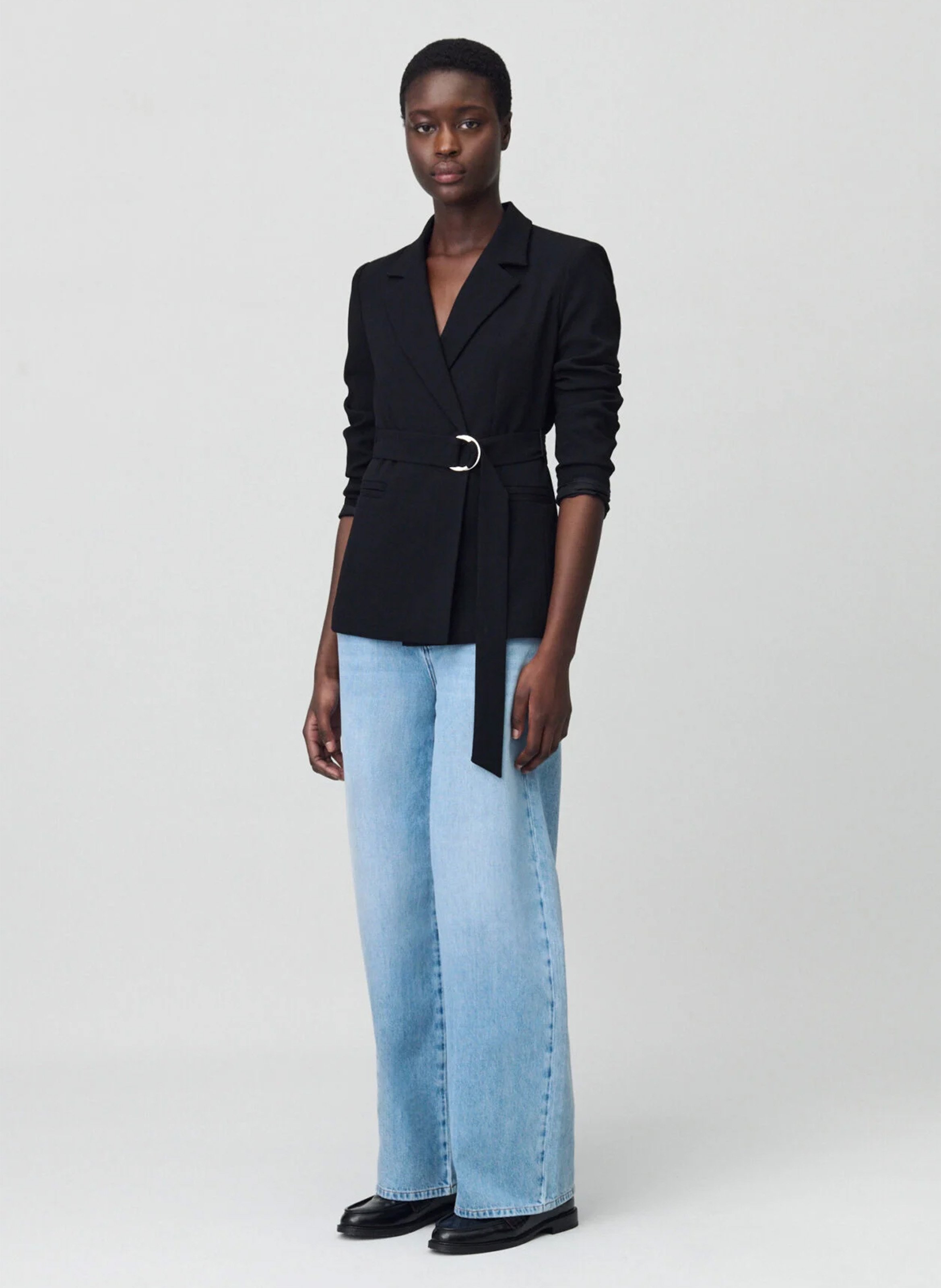 Veste col tailleur ceinturée CLAUDIE PIERLOT Noir