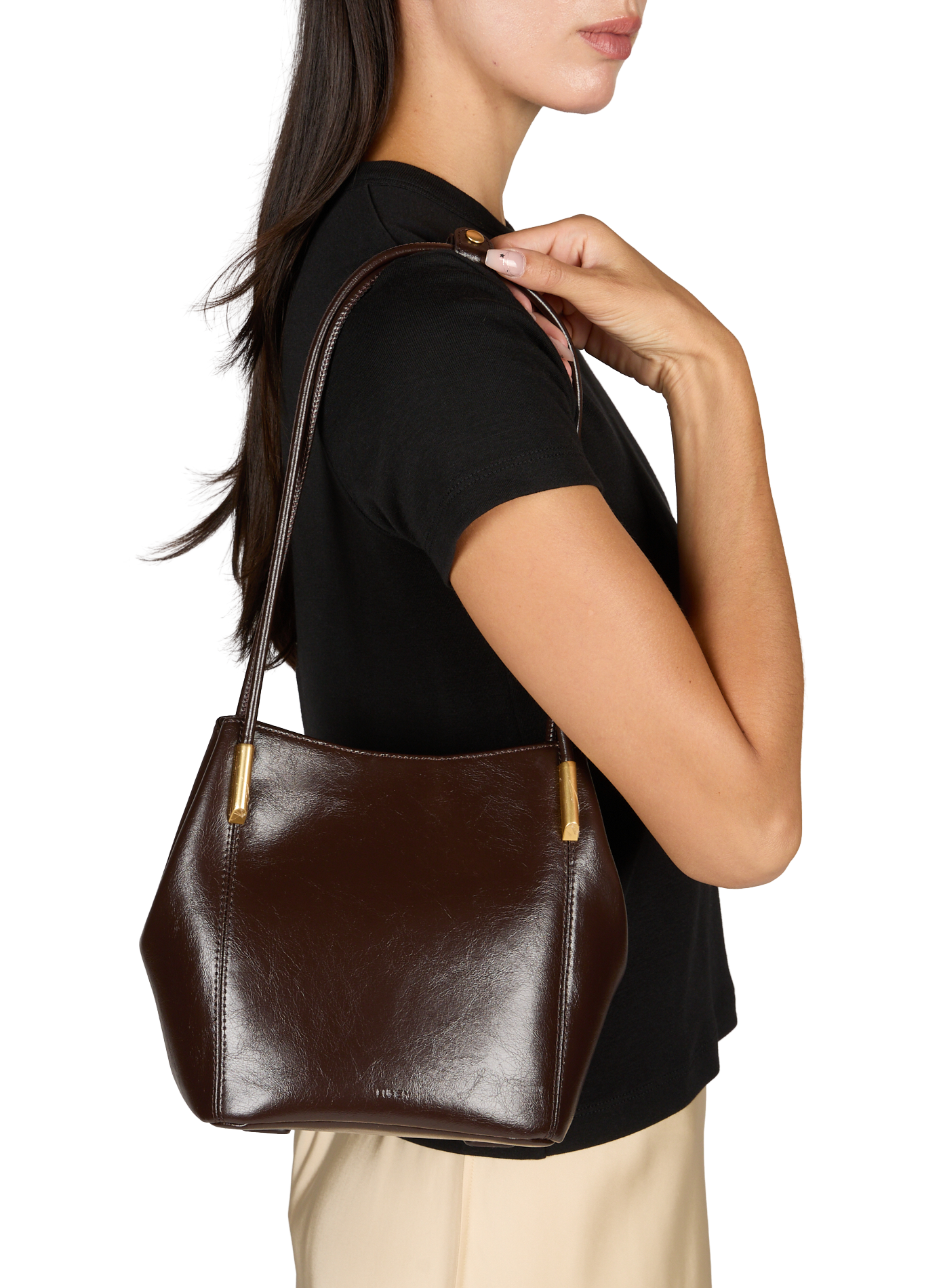 Leather baguette bag ATELIER DE LUMEN Brown
