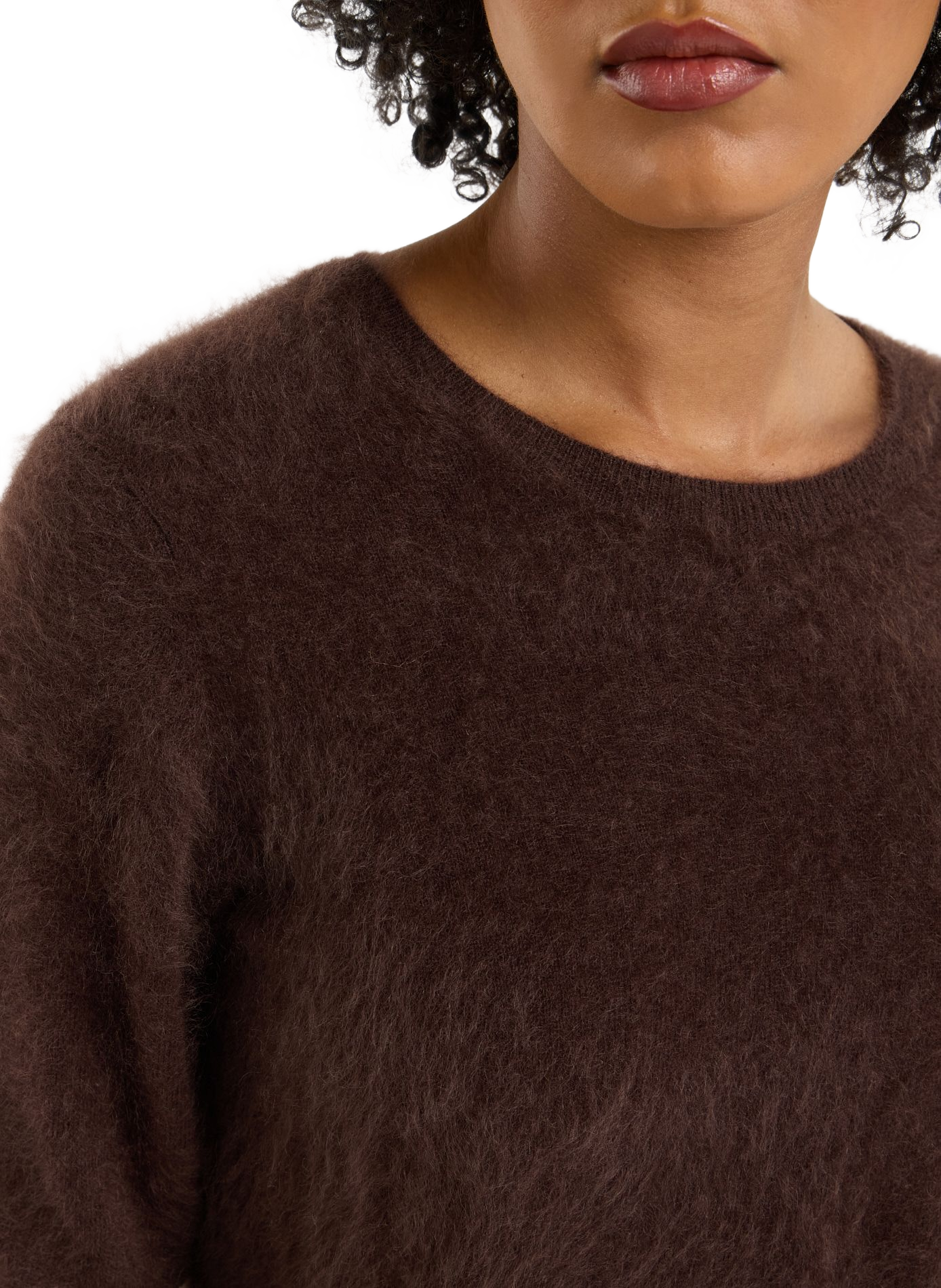Round-neck brushed cashmere sweater SAISON 1865 Brown
