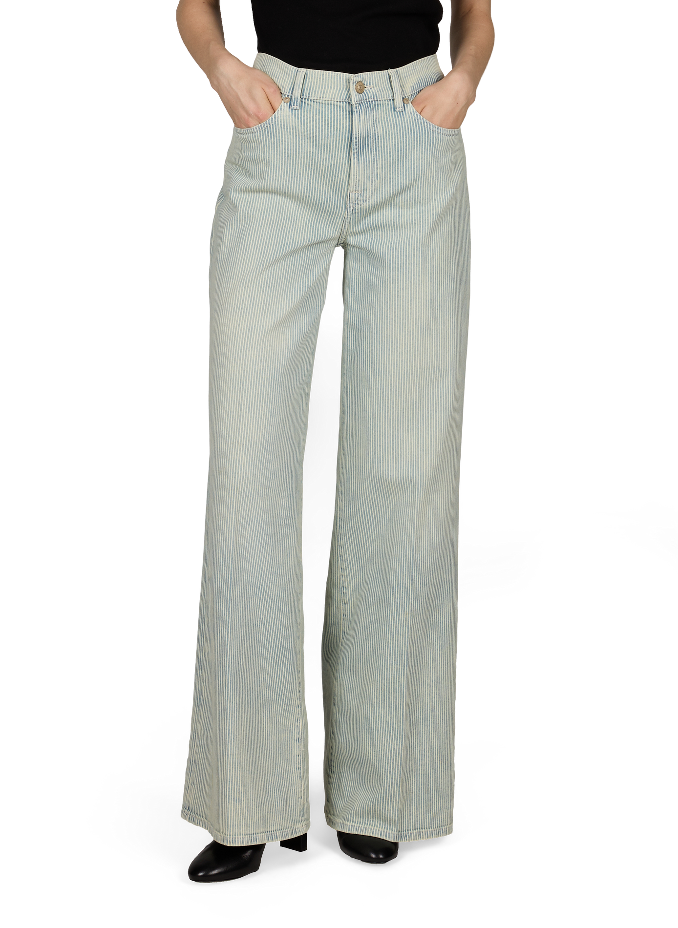 Jean Lotta à rayures en coton mélangé 7 FOR ALL MANKIND Bleu