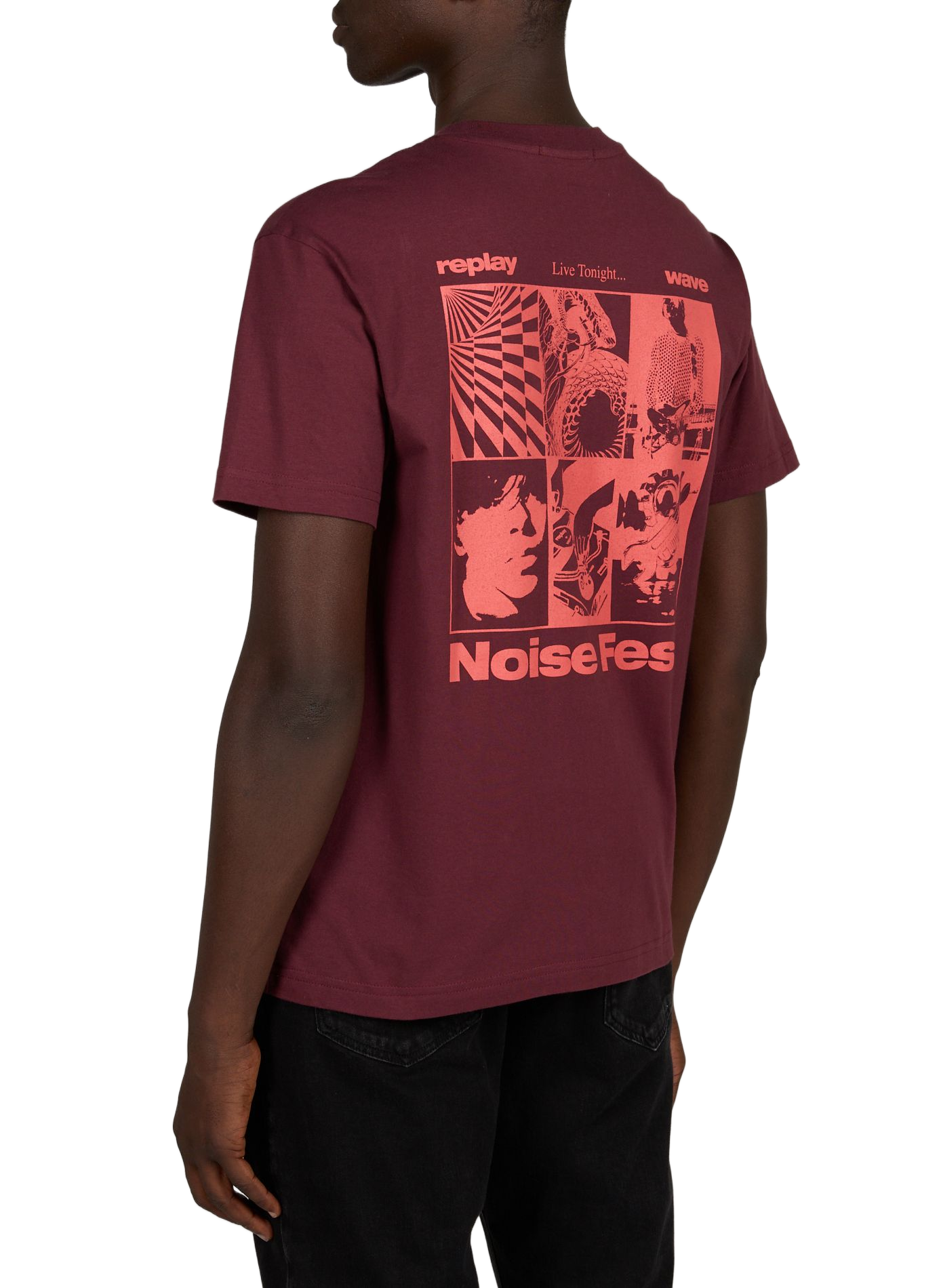 Cotton T-shirt with printed back REPLAY Red