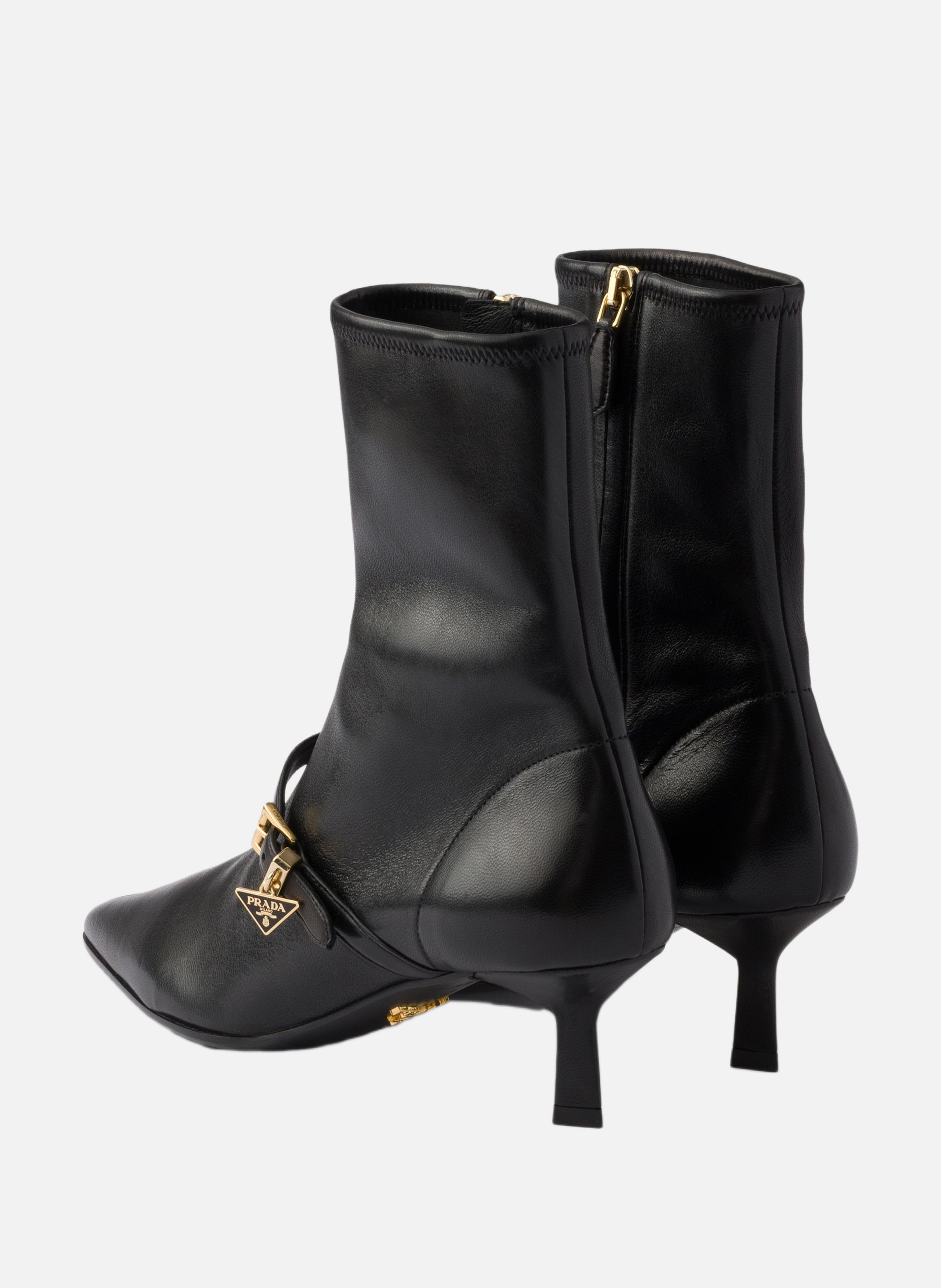 Bottines en cuir nappa stretch PRADA Noir