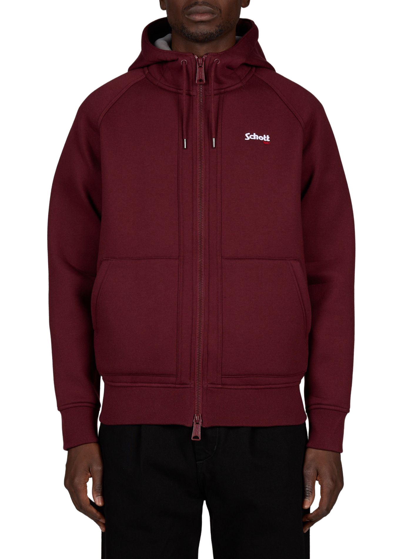 Sweat à capuche en coton mélangé  SCHOTT Rouge