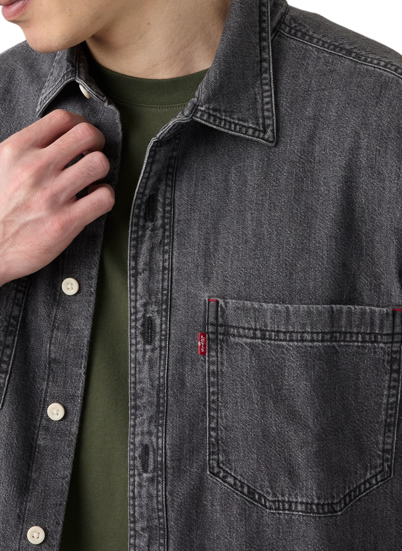 Straight denim shirt in cotton | Black LEVI'S Men