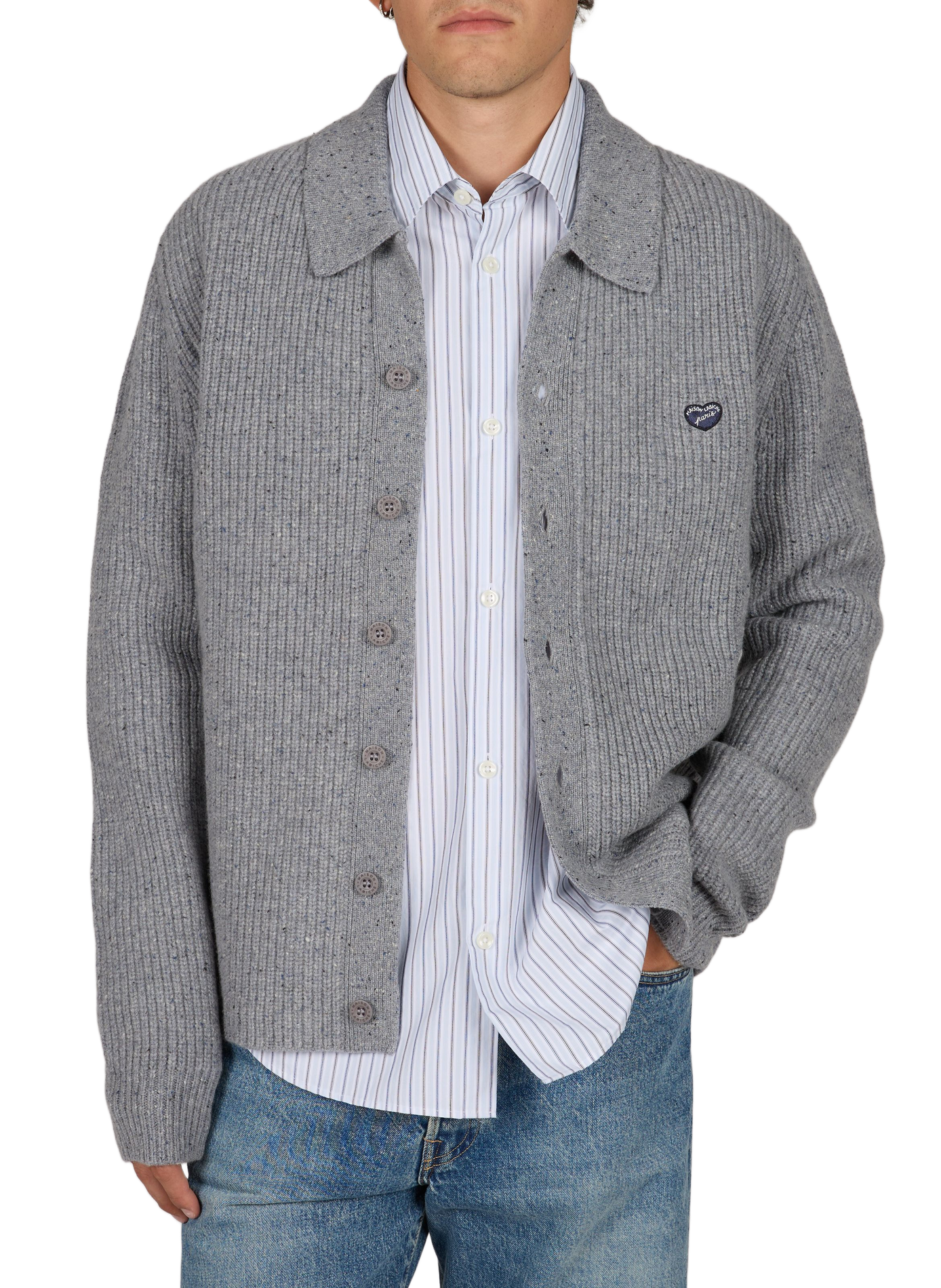 Weiter, melierter Wollcardigan MAISON LABICHE Grau