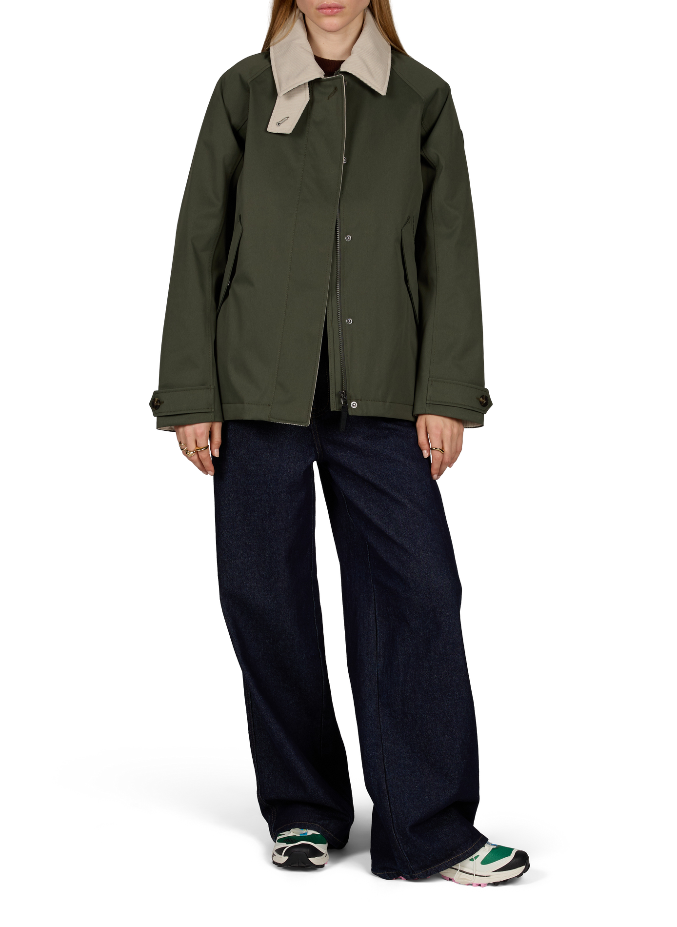 Kurze Lynn-Jacke mit geripptem Kragen DIDRIKSONS Khaki