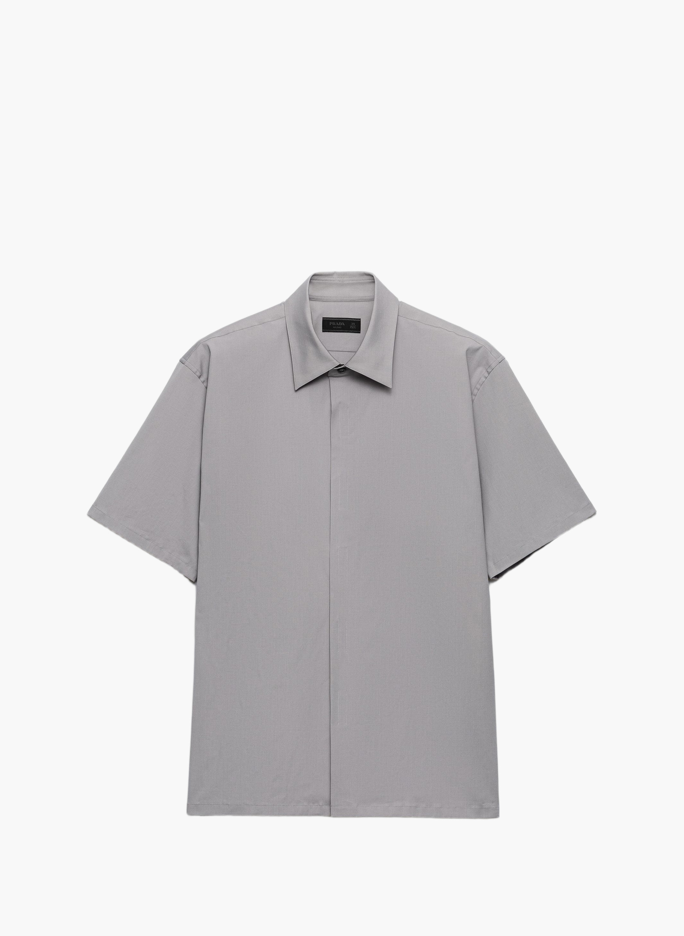Chemise à manches courtes en coton stretch PRADA Gris