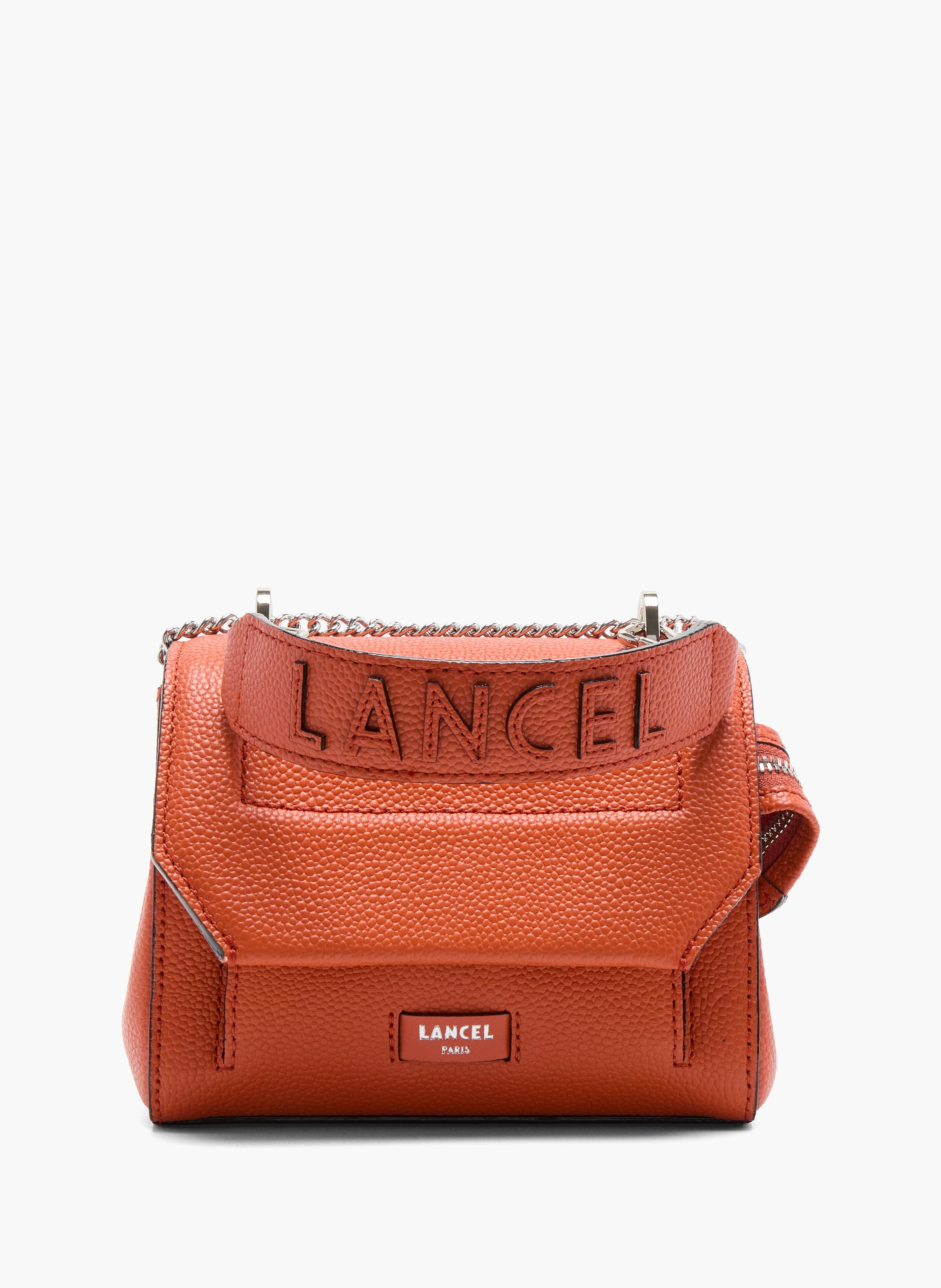 Sac à rabat s - ninon by lancel, cuir de vachette grainé et lisse, orange, finition métallisée, rabat avec fermoir métallique. LANCEL Orange