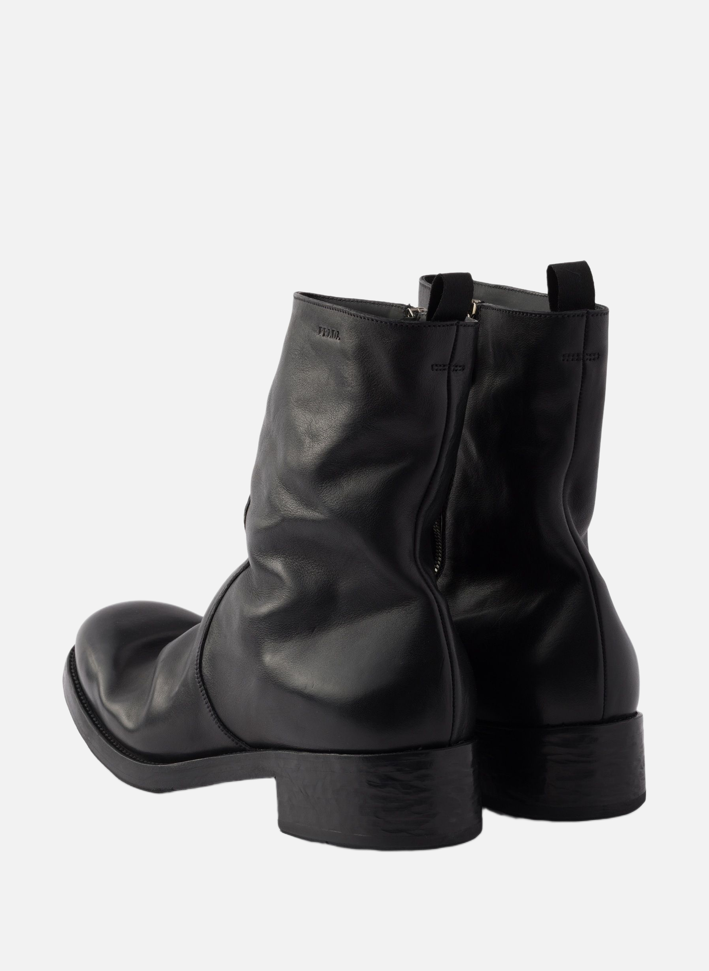 Bottes en cuir avec fermeture à glissière PRADA Noir