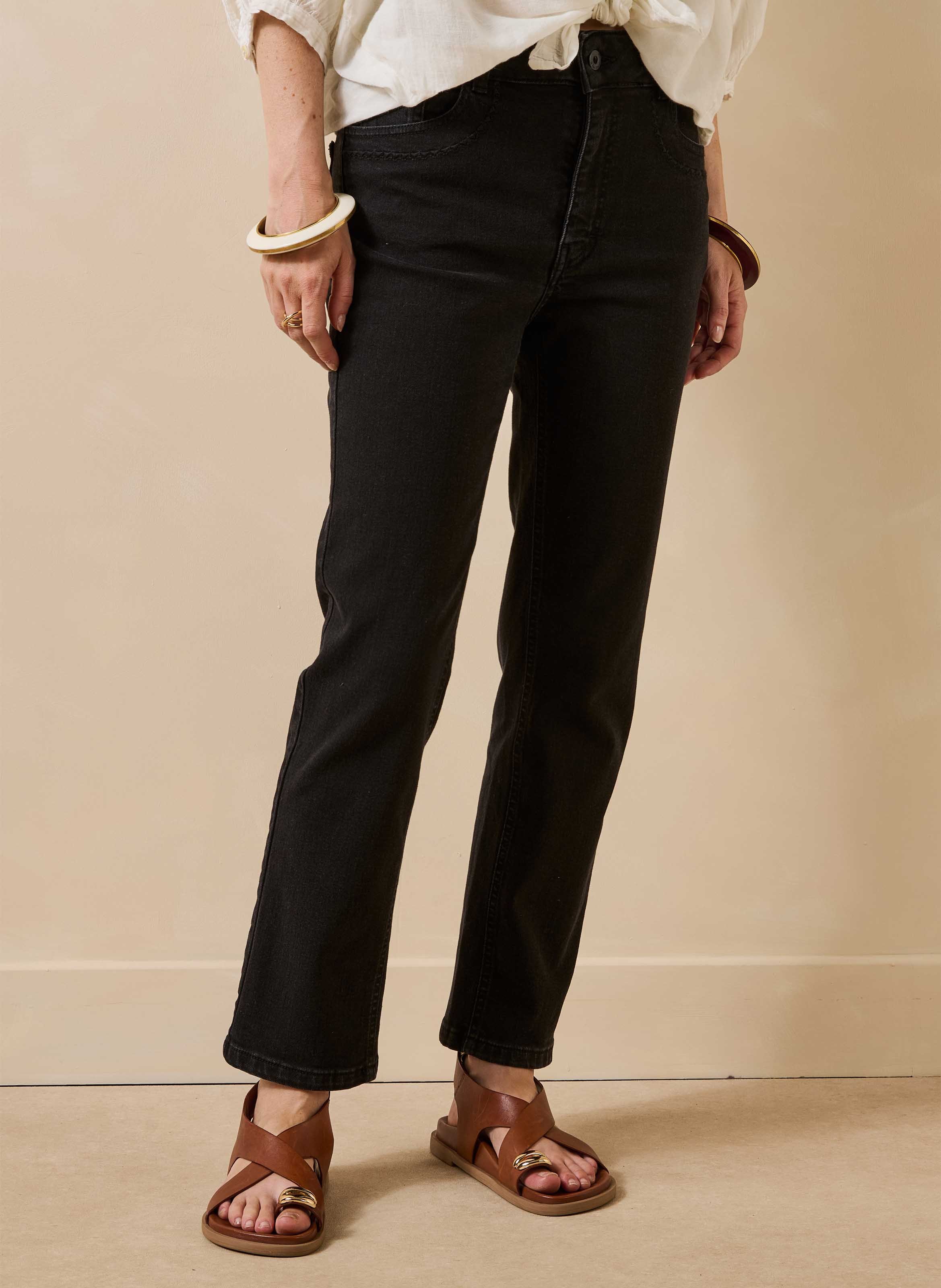 Slim-fitjeans van een biologische katoenmix LA FEE MARABOUTEE Zwart