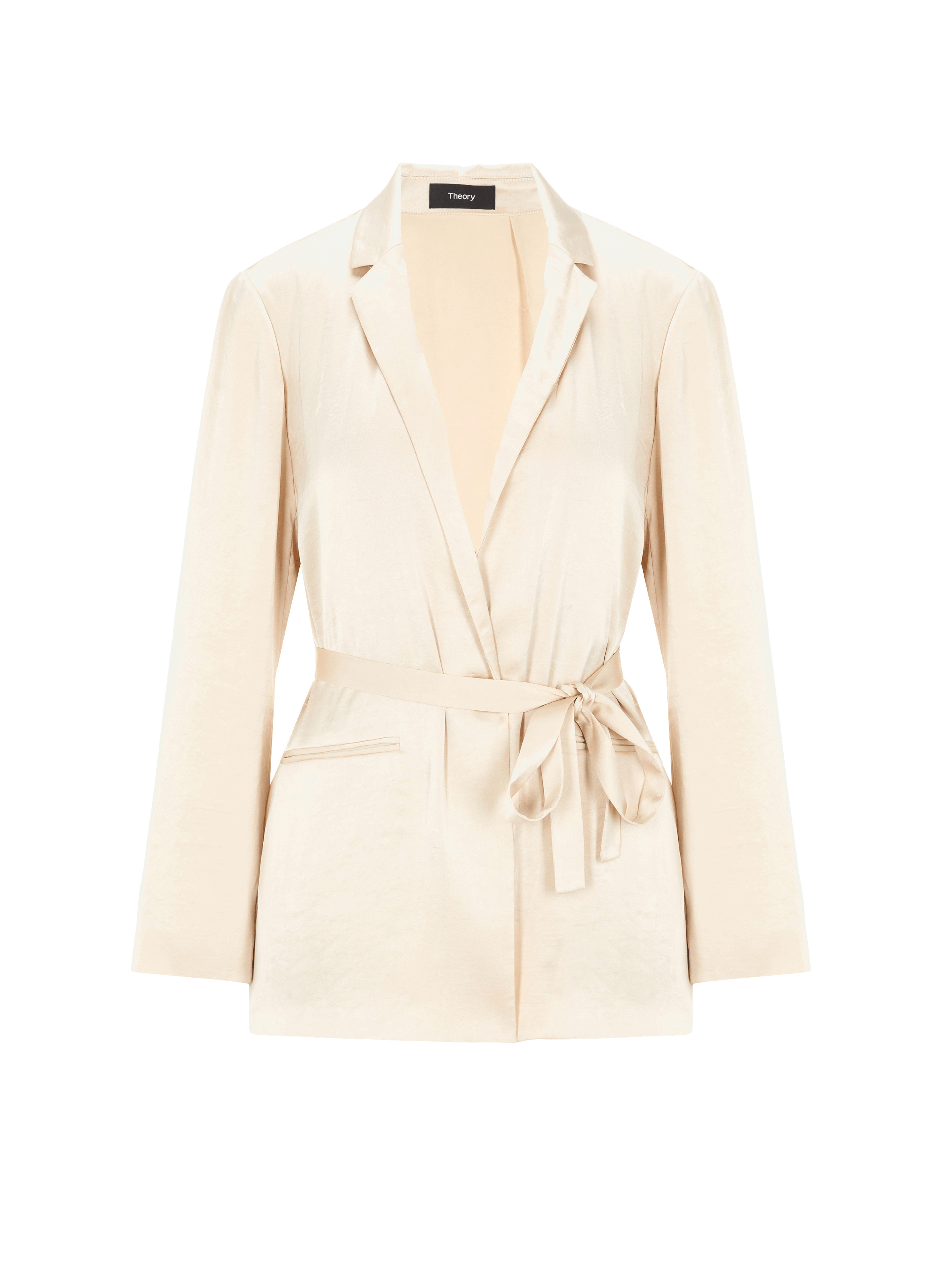 THEORY Veste ceinturée en satin Beige
