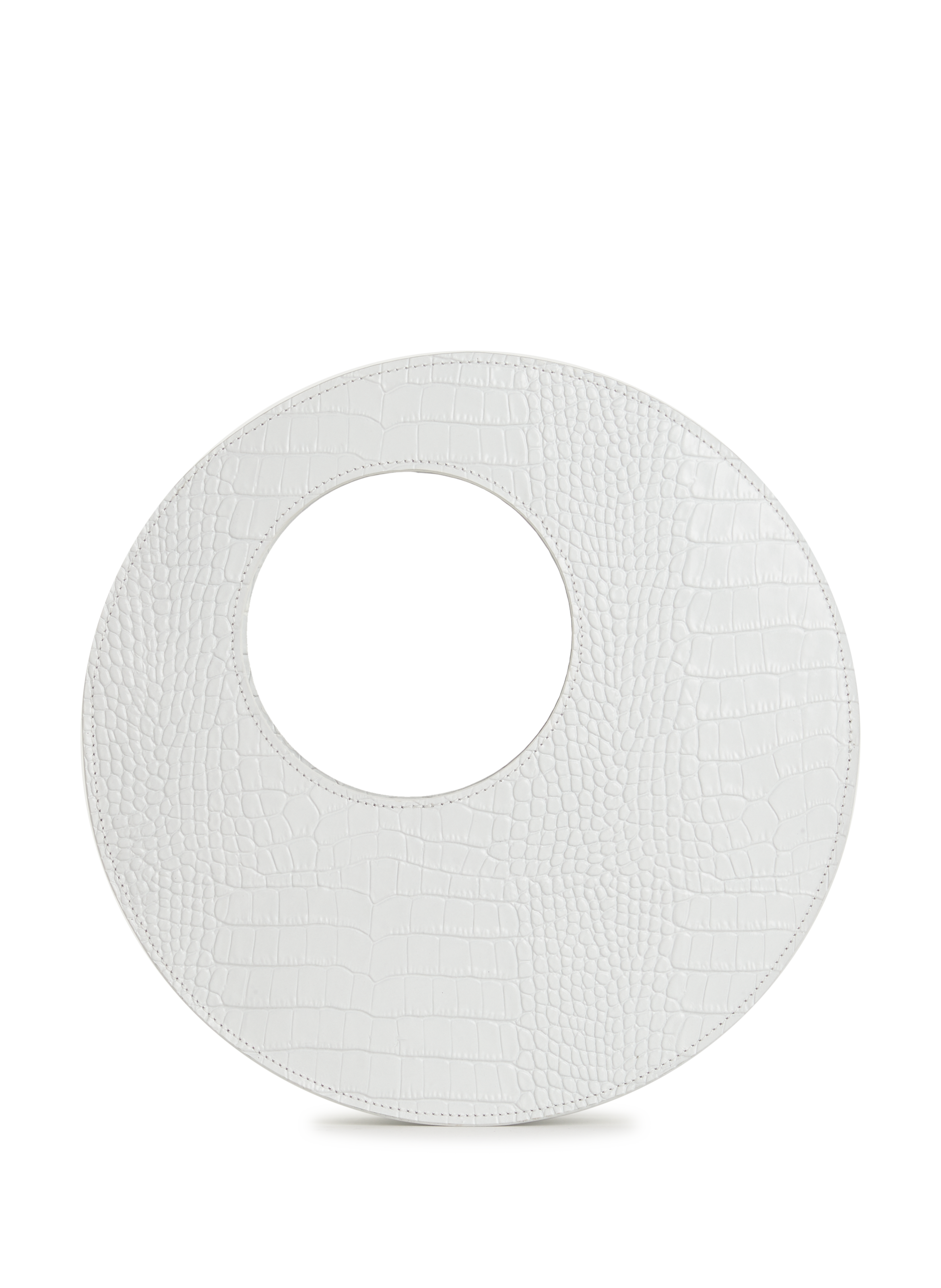 A.W.A.K.E. MODE Round leather handbag White