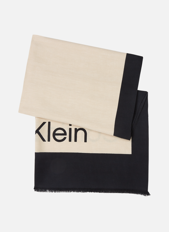 CALVIN KLEIN Logo-Schal aus Leinenmischung