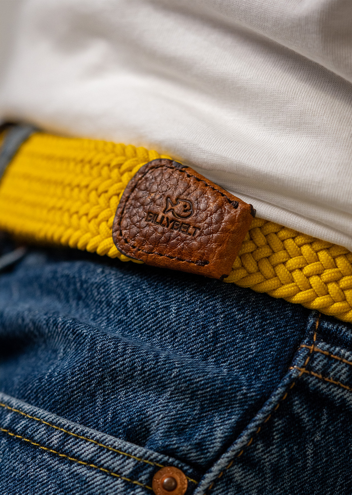 Ceinture tressée élastique unie BILLYBELT Jaune