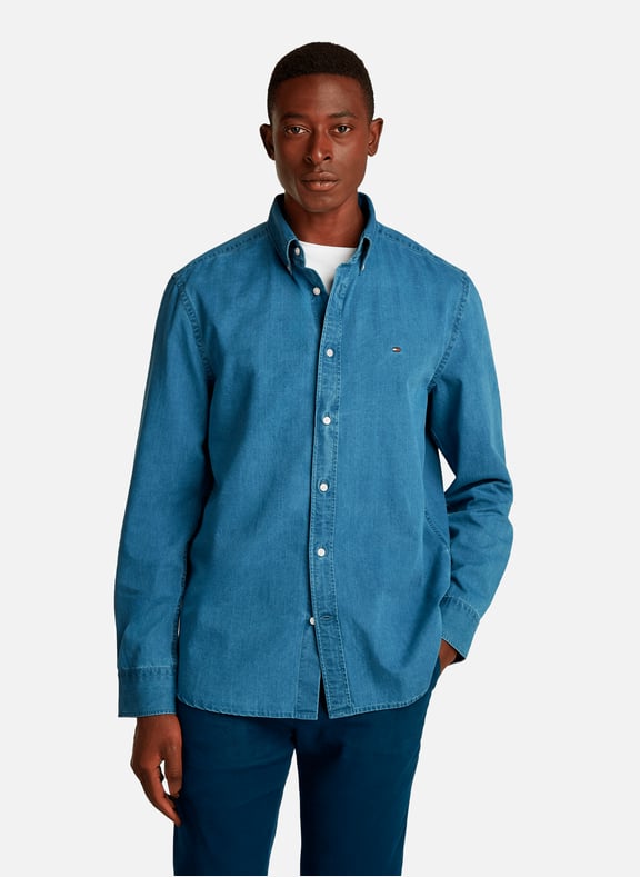 Chemise denim légère Bleu by TOMMY HILFIGER TOMMY HILFIGER Chemise denim légère Bleu