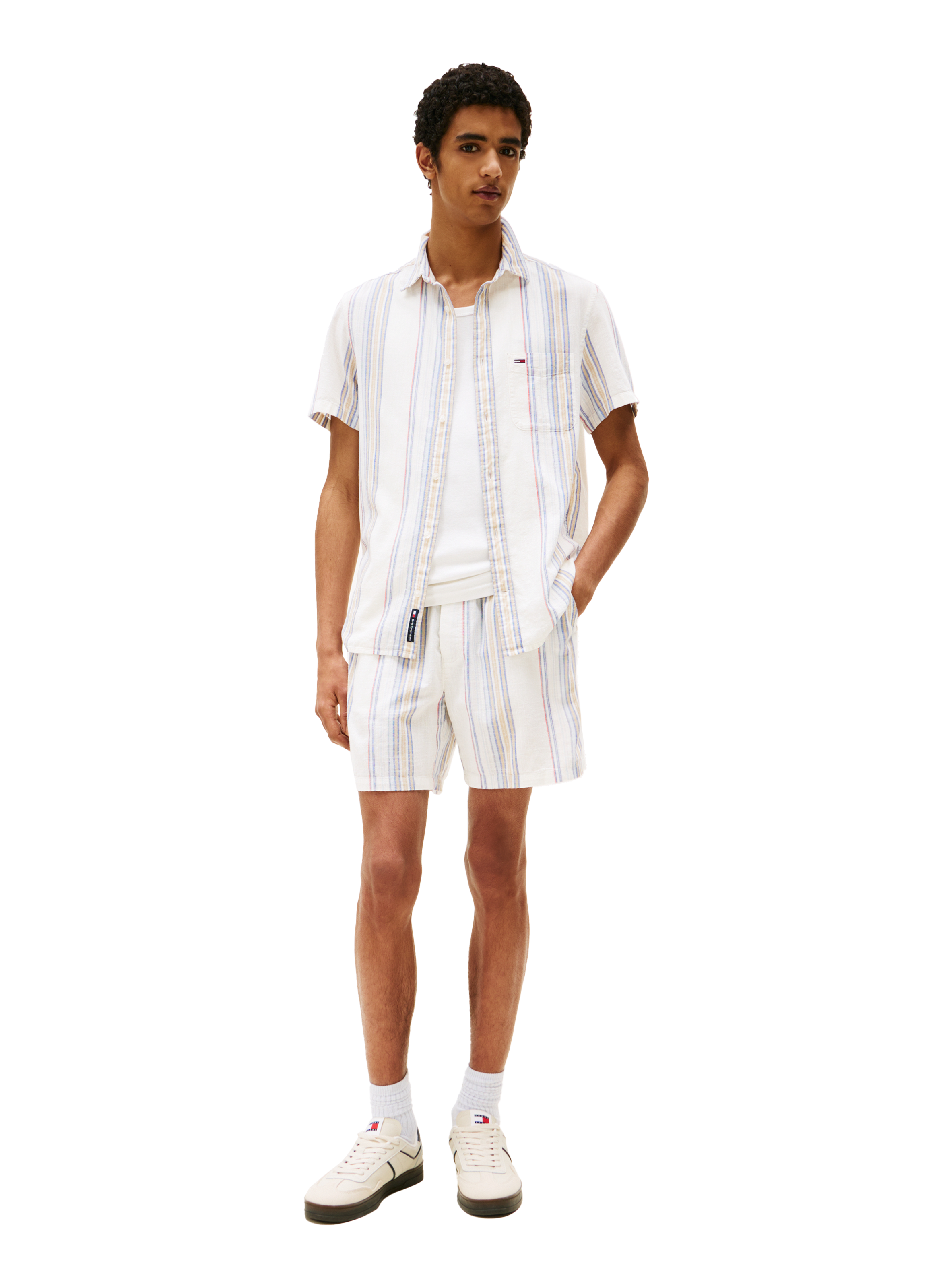 Striped cotton shorts TOMMY HILFIGER Beige