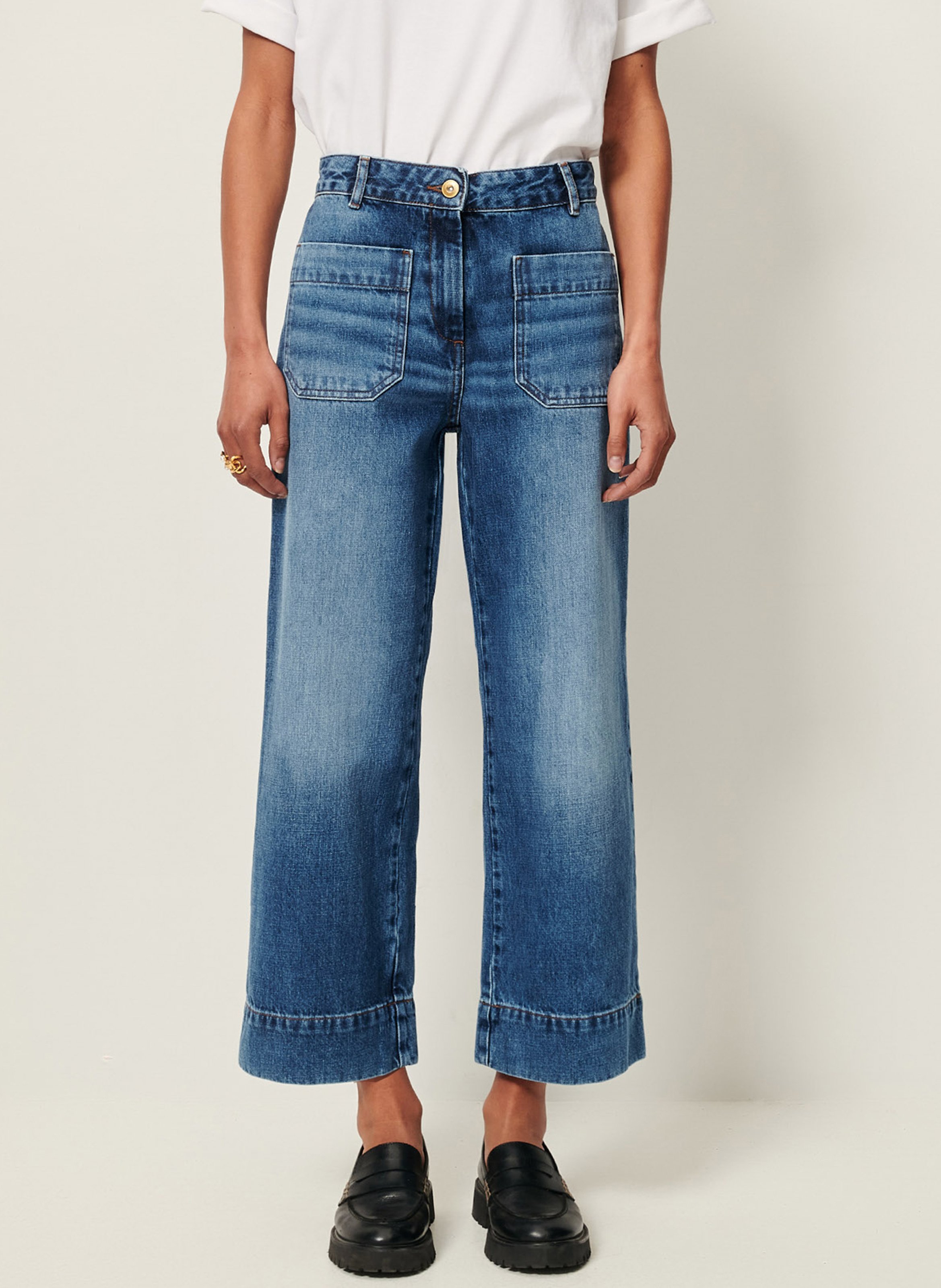 Jean large en denim délavé seakey o SESSUN Bleu