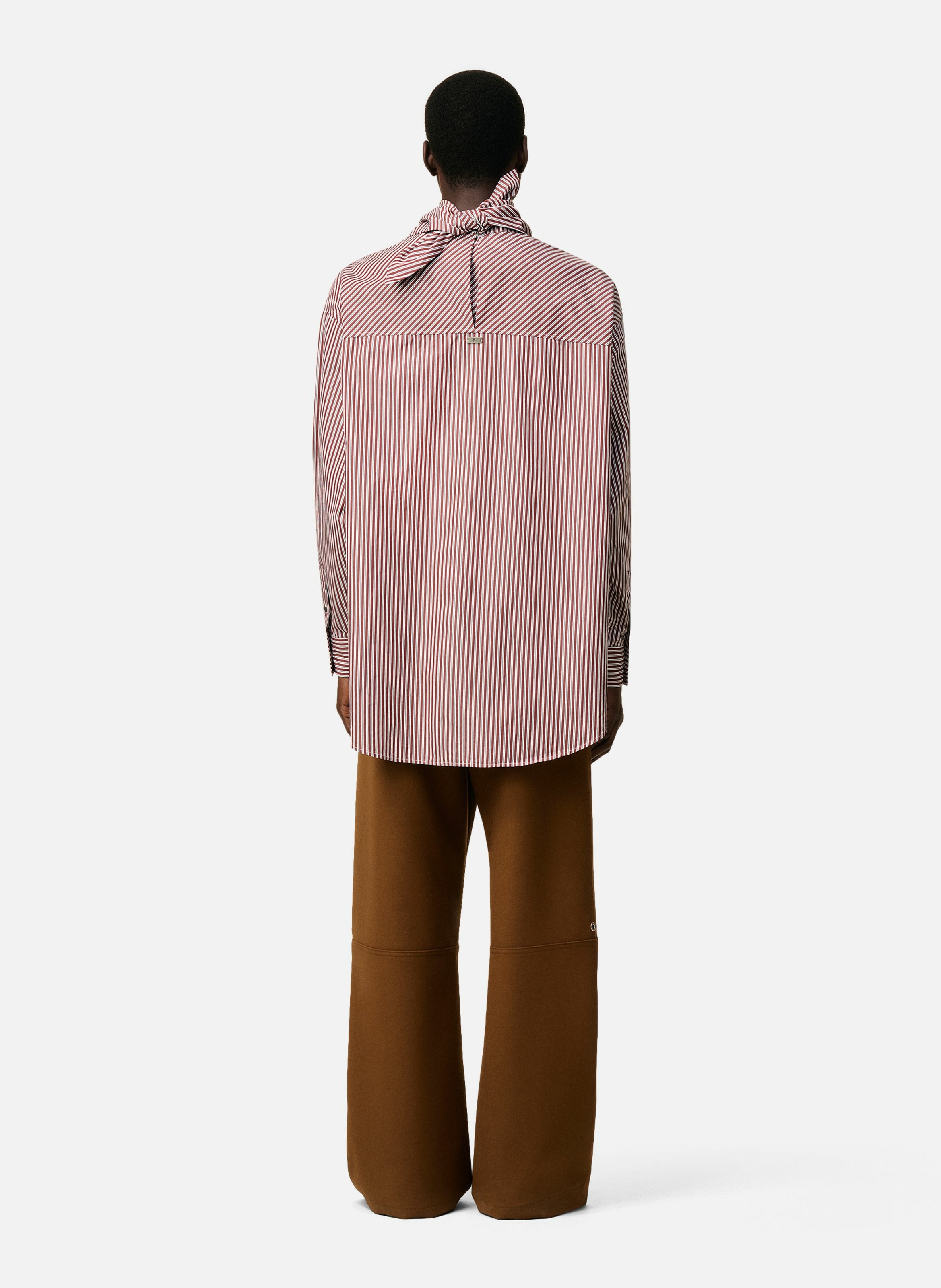 Blouse rayée col bandana manches longues en coton unisexe AMI PARIS Rouge