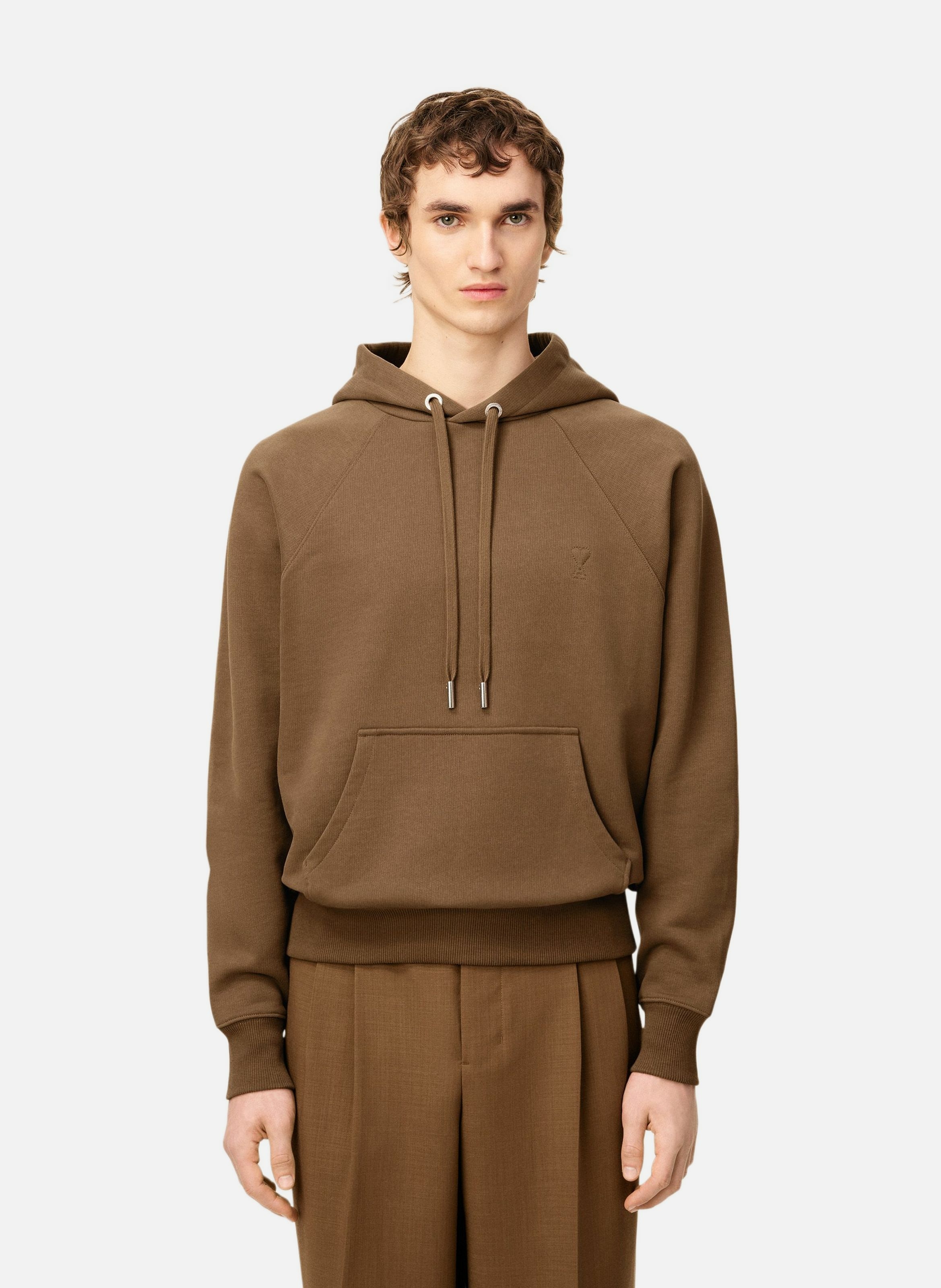 Hoodie ami de coeur en coton unisexe AMI PARIS Marron