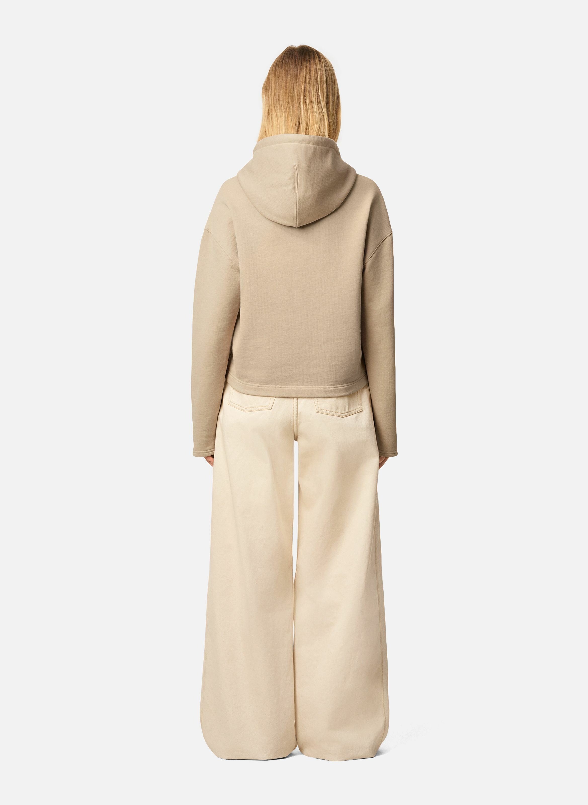 Hoodie ami de coeur contrasté en coton AMI PARIS Beige