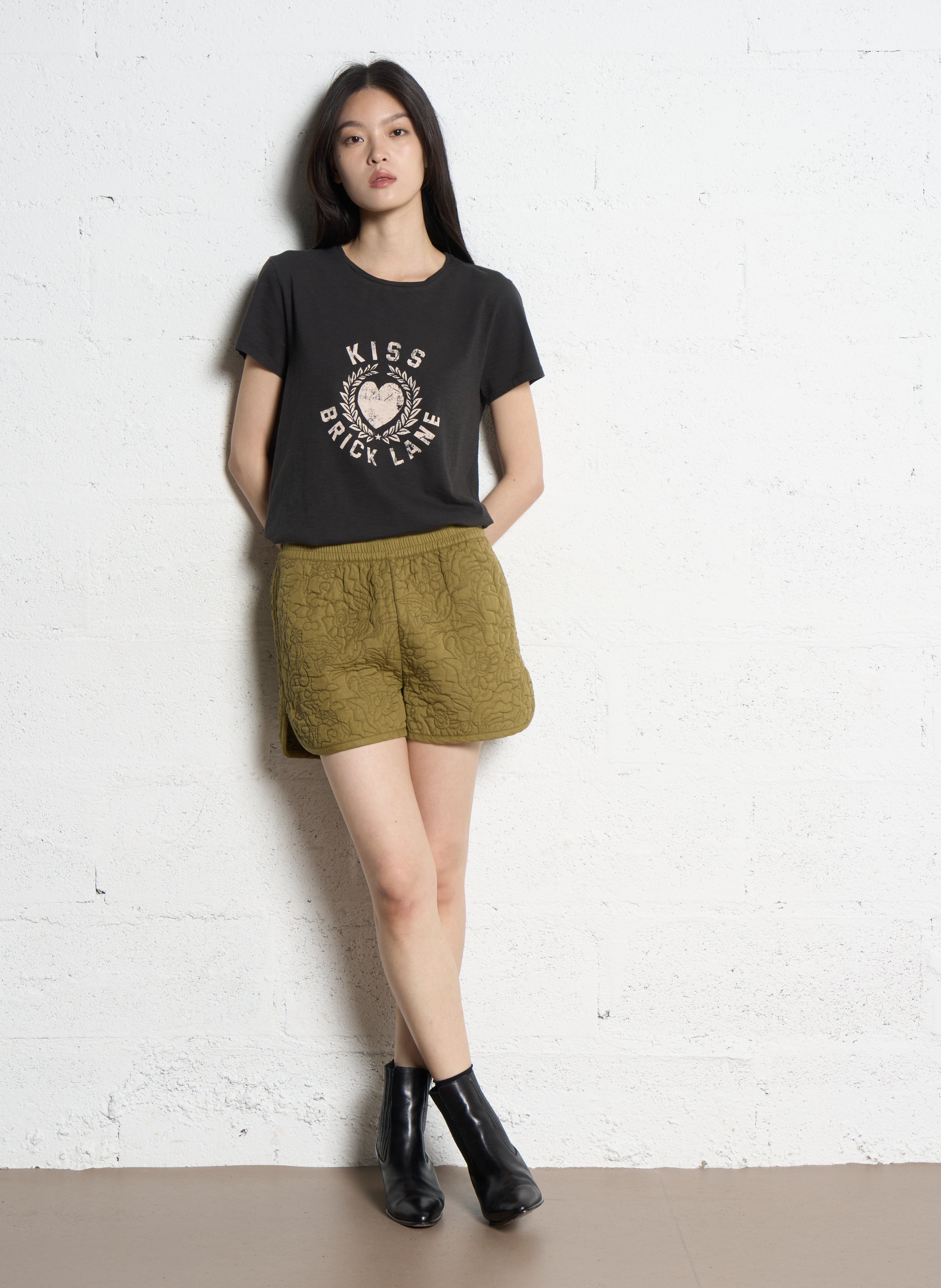 Short droit matelassé IKKS Kaki