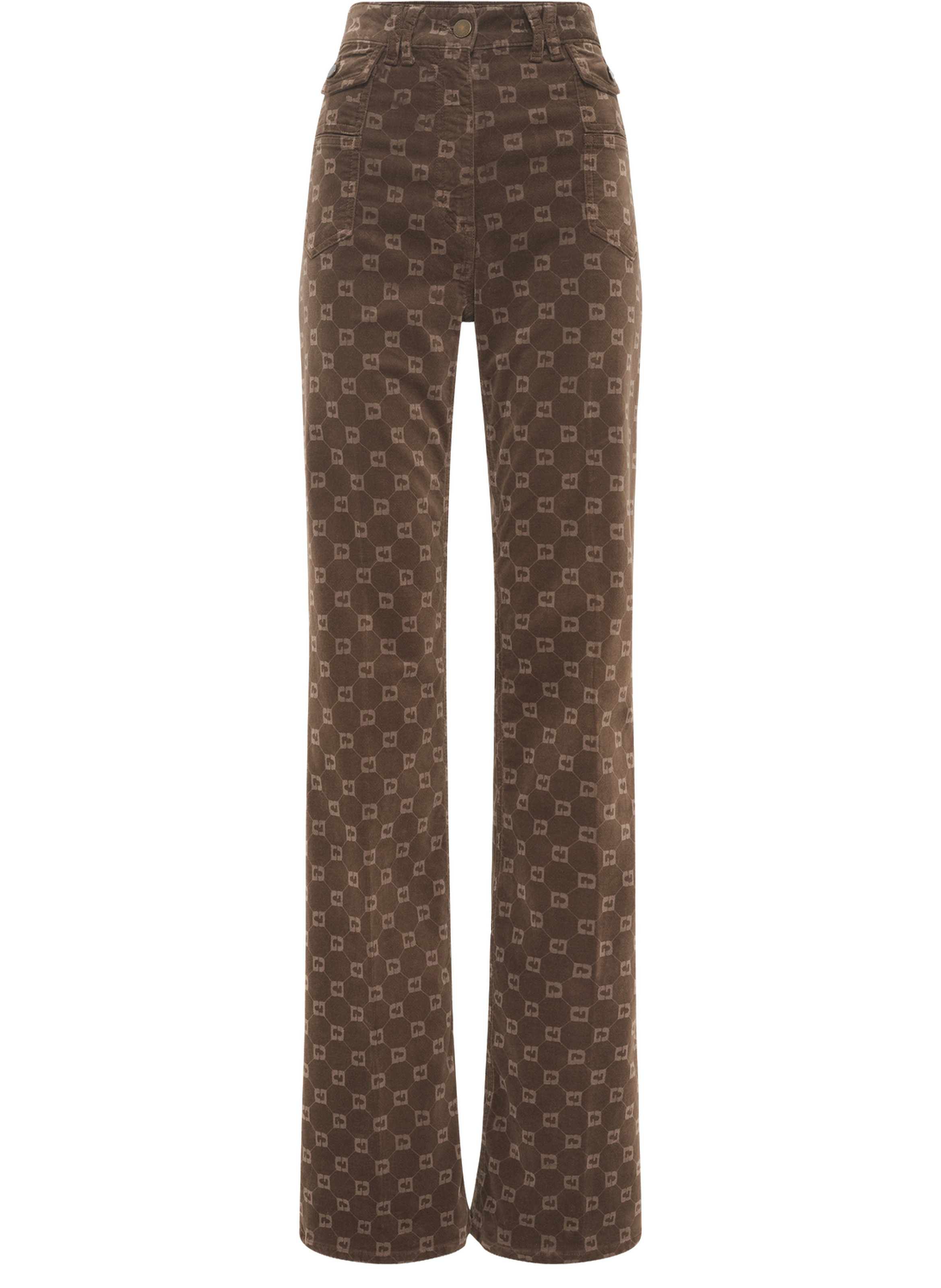 Pantalon flare en velours à monogramme - anna GERARD DAREL Marron