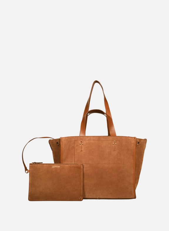 Sac cabas Léon M en croûte de cuir Marron by JÉRÔME DREYFUSS JÉRÔME DREYFUSS Sac cabas Léon M en croûte de cuir Marron