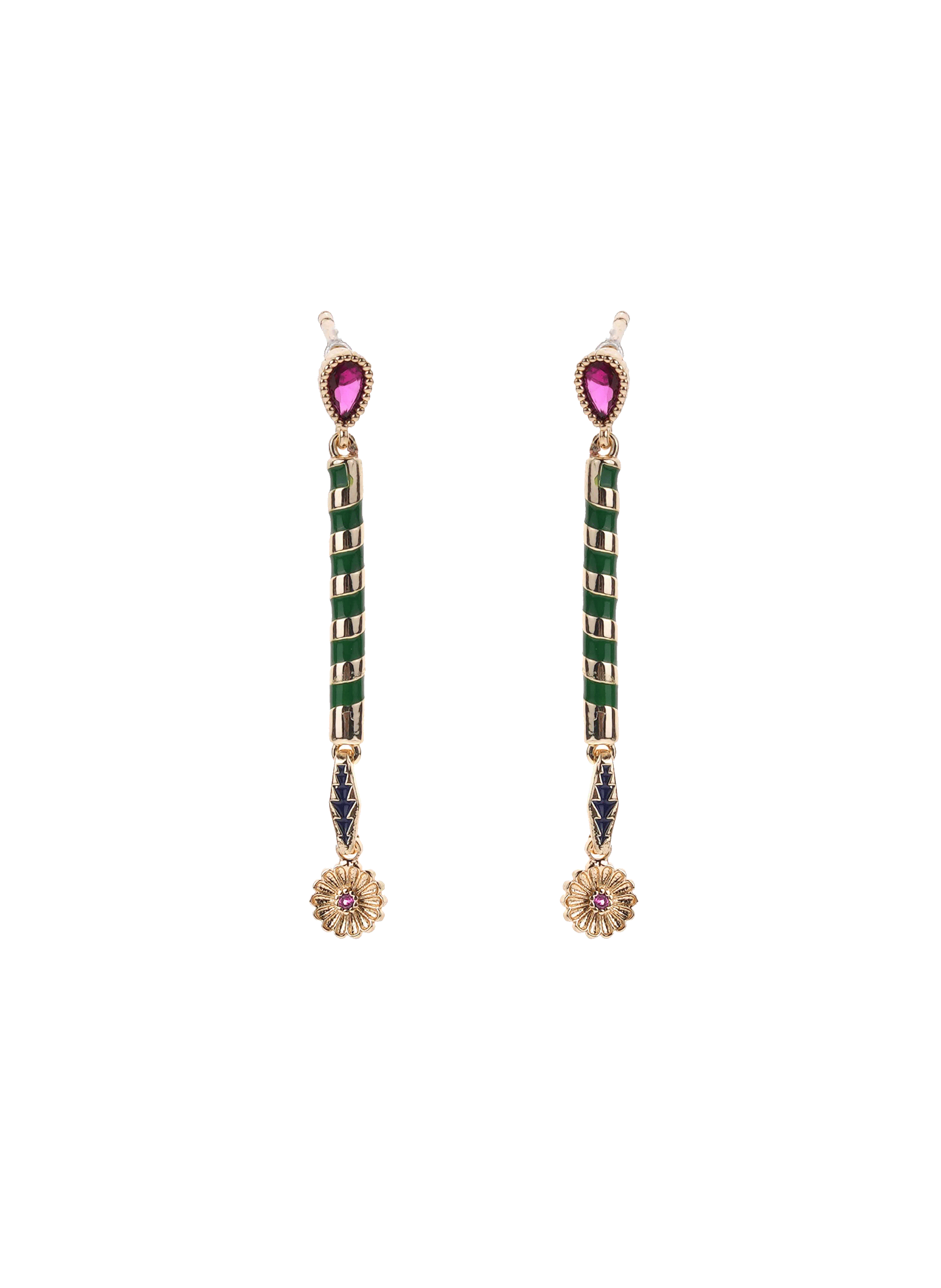 Boucles d'oreilles pendantes émail et perles vasile HIPANEMA Vert
