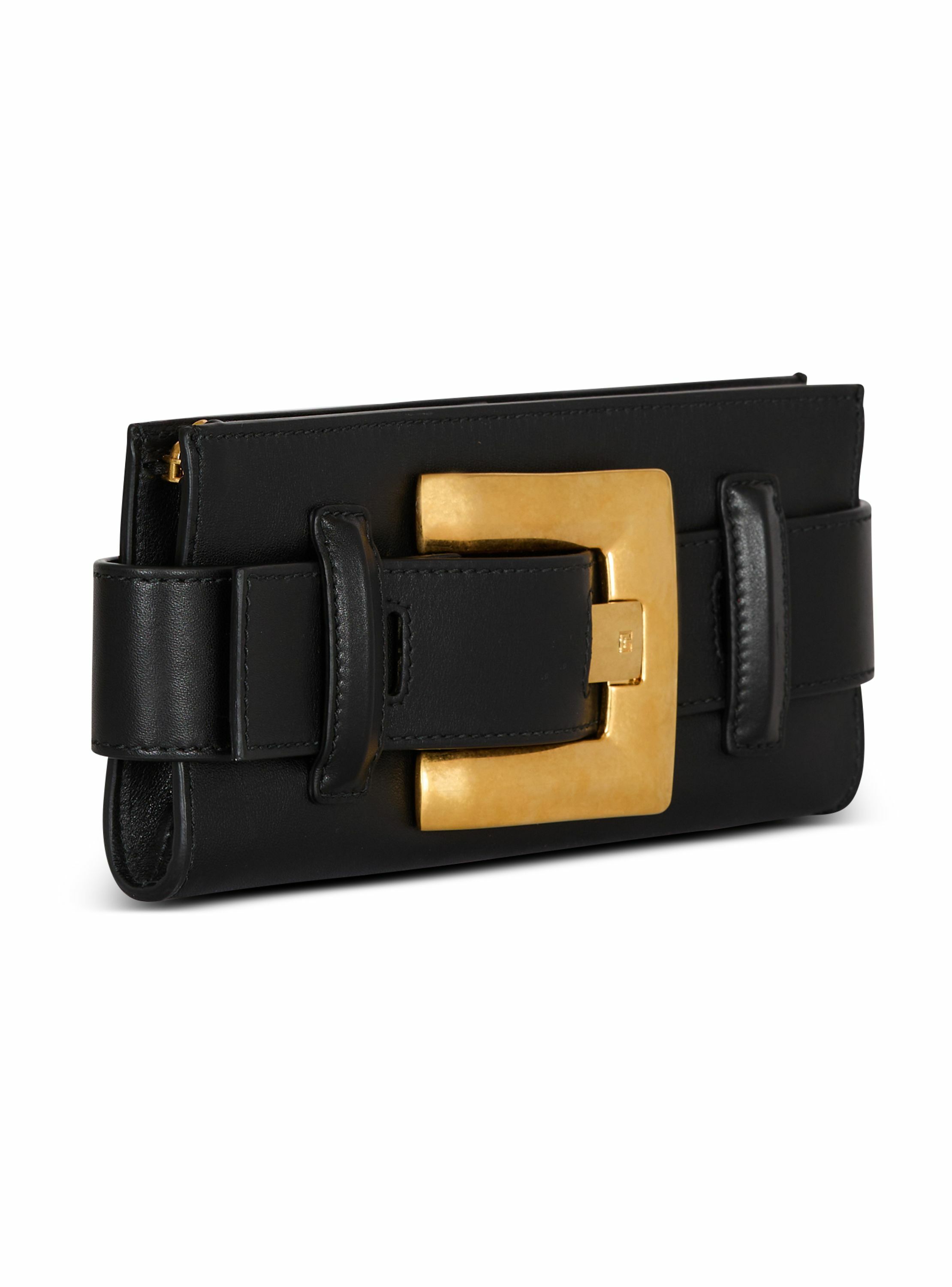 Pochette anthem en cuir de veau BALMAIN Noir