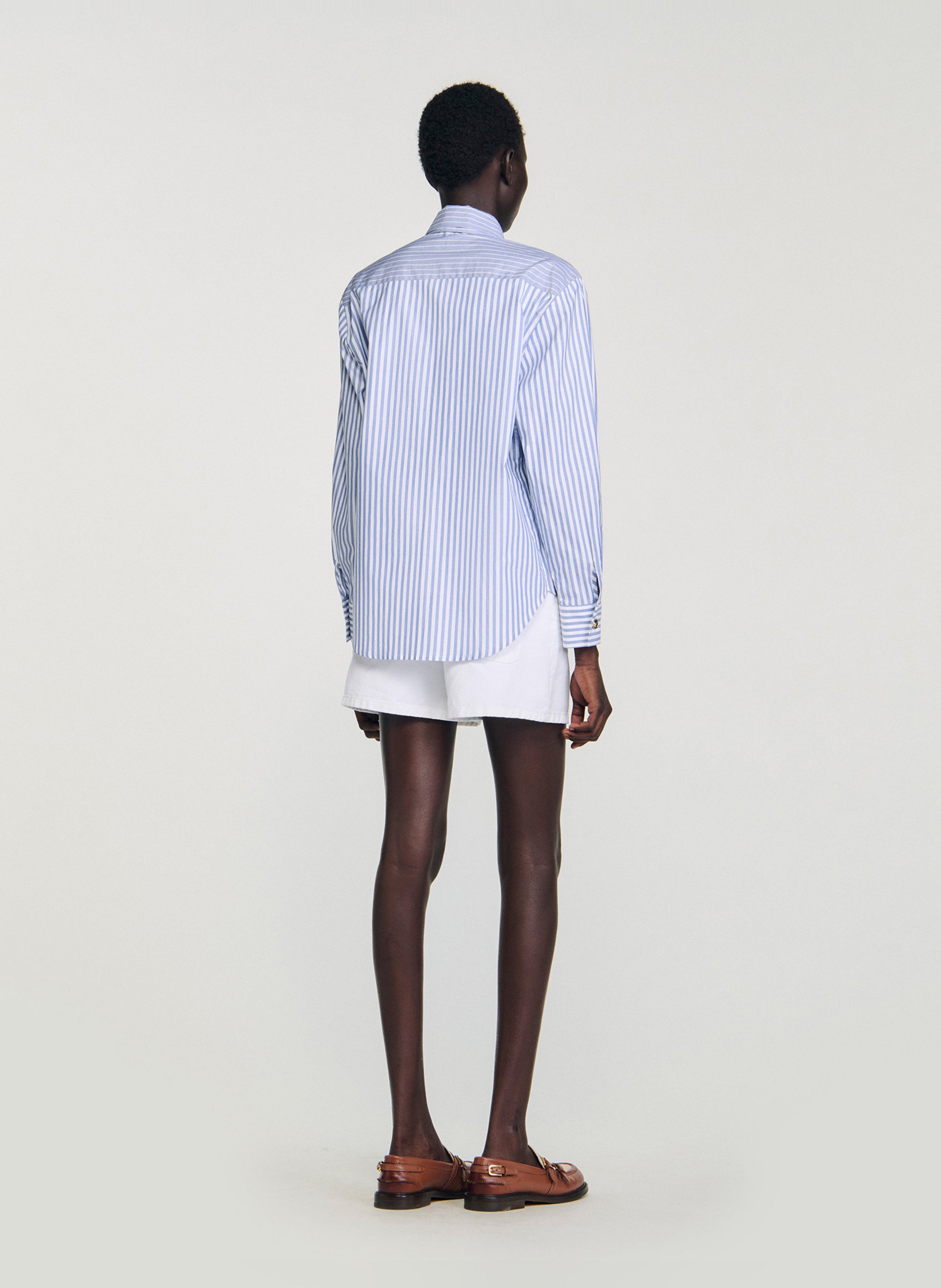 Chemise col lavallière rayée SANDRO Bleu