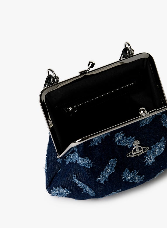 Shoulder bag in distressed denim cotton | Blue by VIVIENNE WESTWOOD Shoulder bag in distressed denim cotton Blue