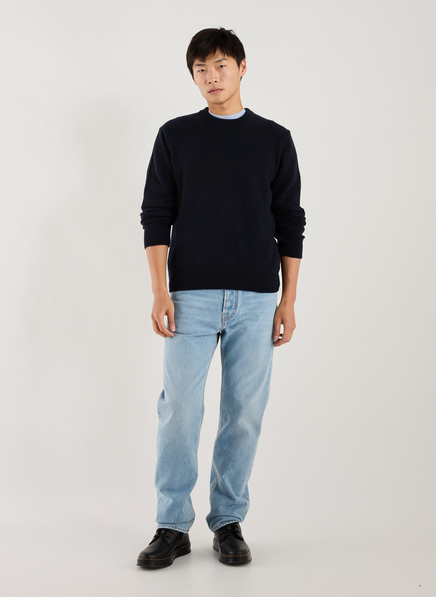 AIGLE Oversized round neck sweater in blended wool Blue