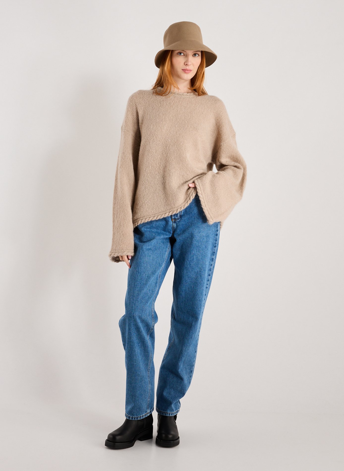 Pull col rond en laine mélangée BY MALENE BIRGER Beige