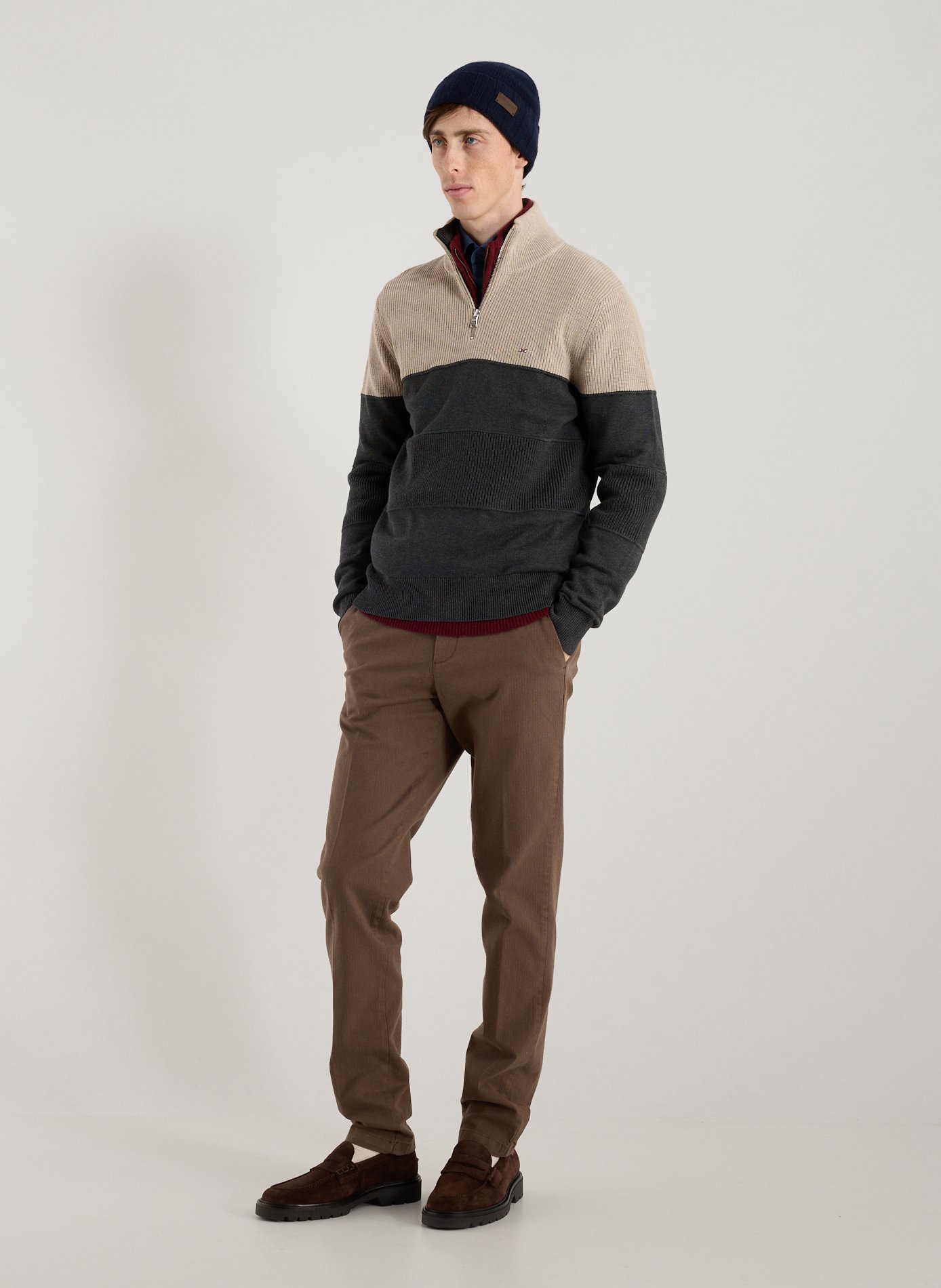 Zip-Neck Jumper EDEN PARK Grey