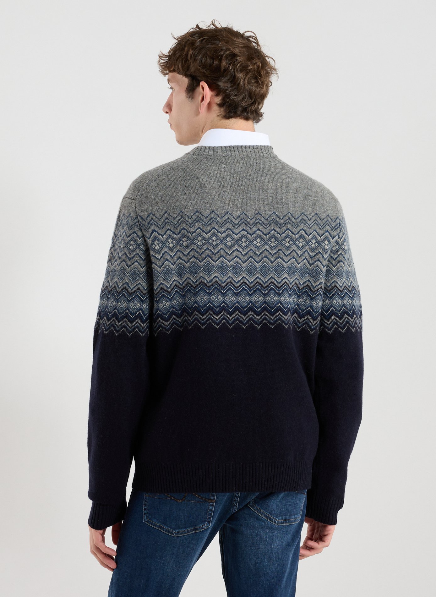 Fine merino wool jumper HACKETT Blue
