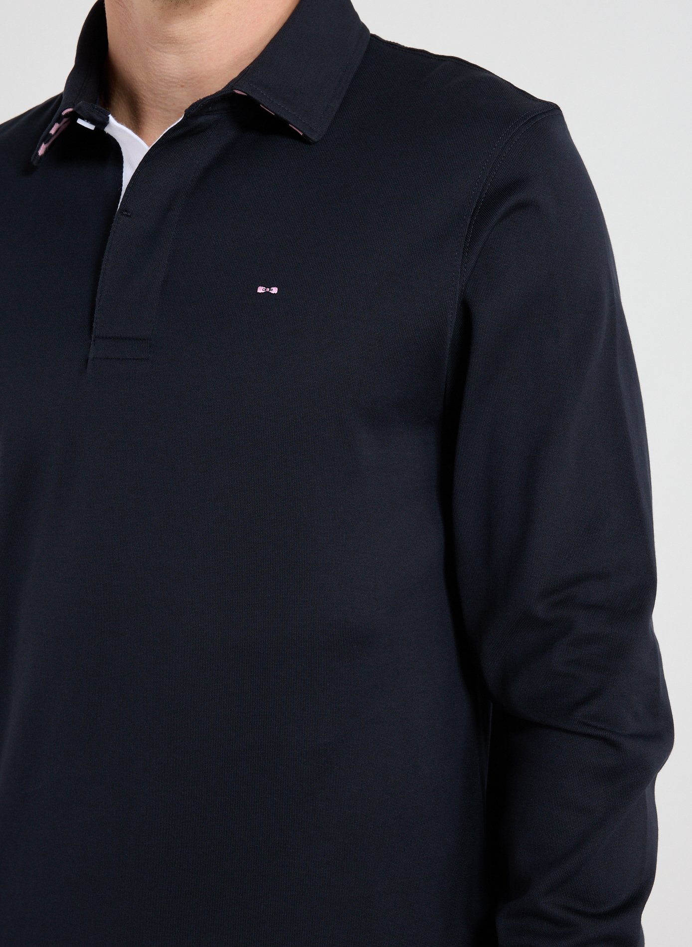 Long-sleeve cotton Polo shirt EDEN PARK Blue