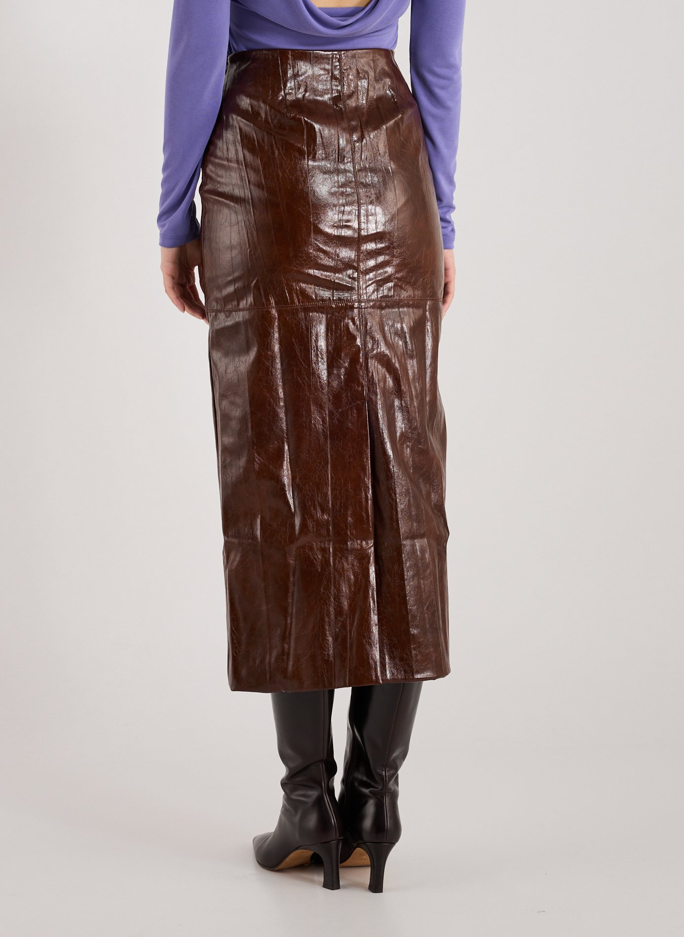 Midi faux leather skirt TOPSHOP Brown